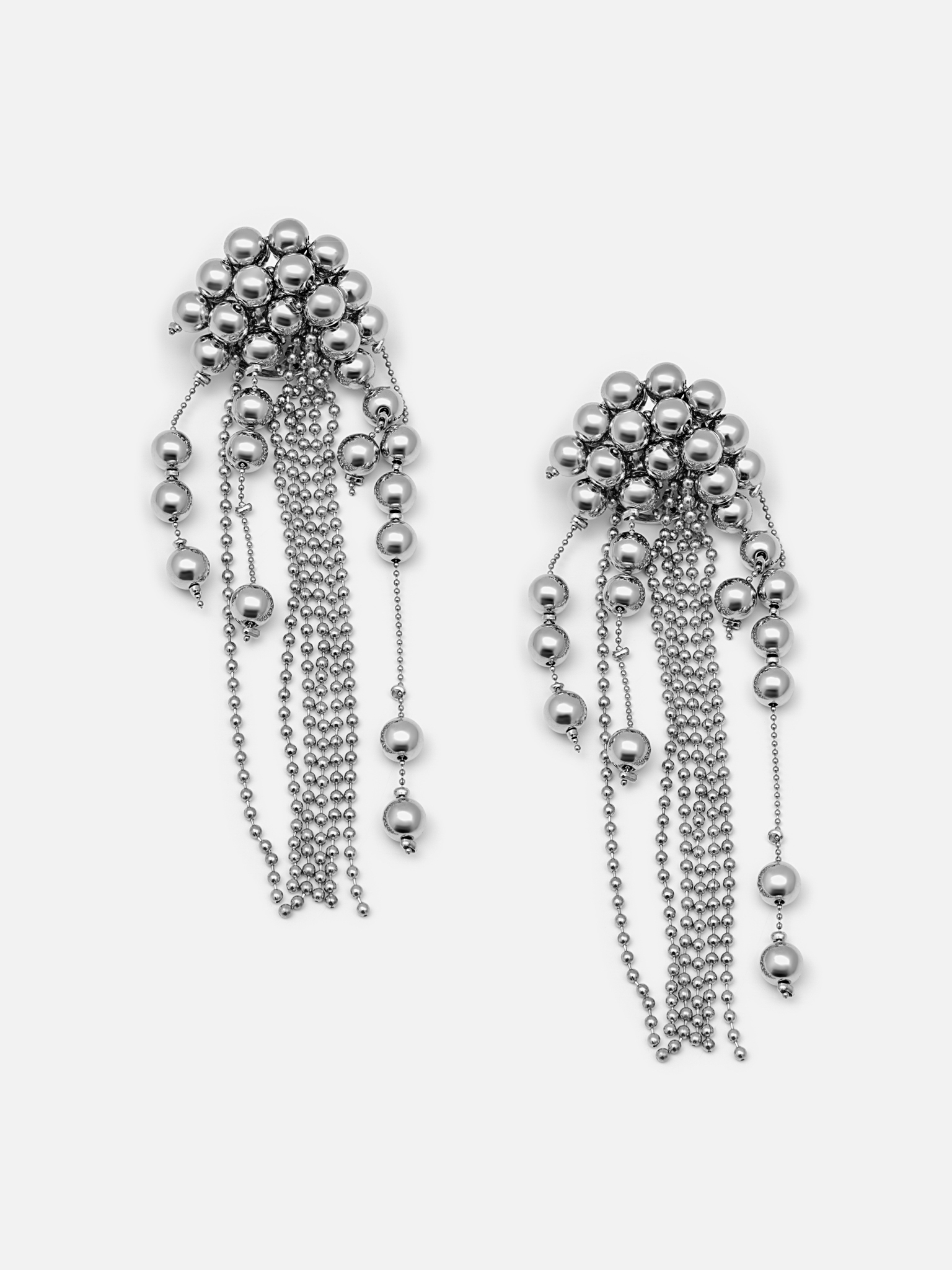 Silver bead stud earrings 