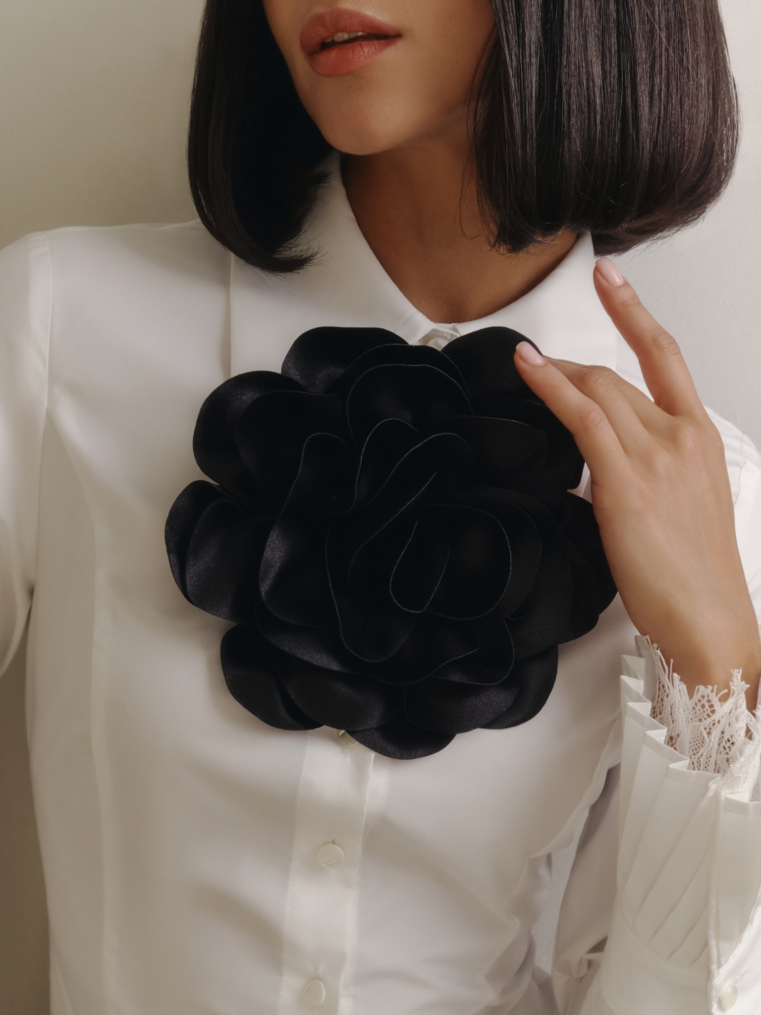 Satin flower brooch