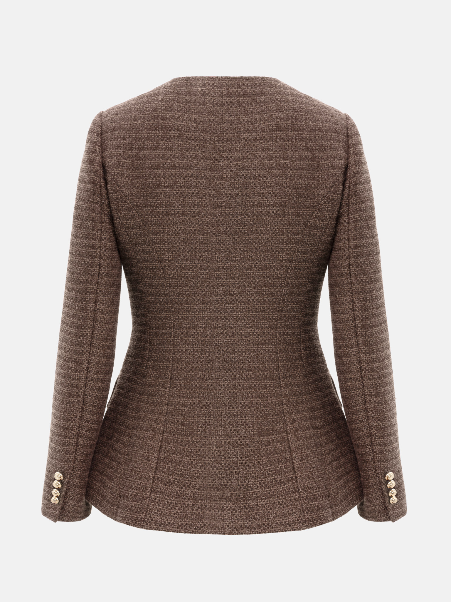 Veste longue en tweed avec boutons en métal