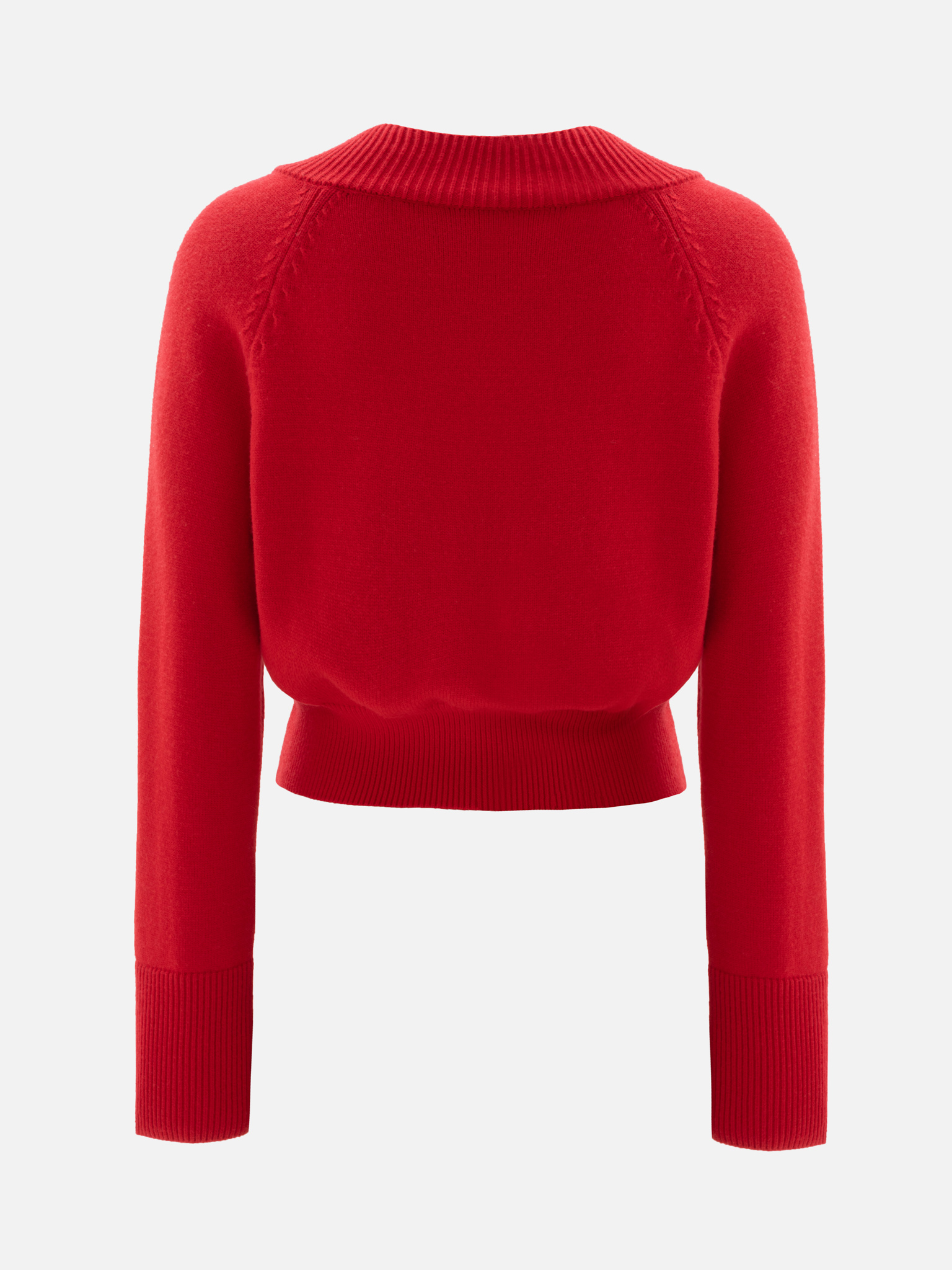 Cropped jumper with V-neckline and ribbed details