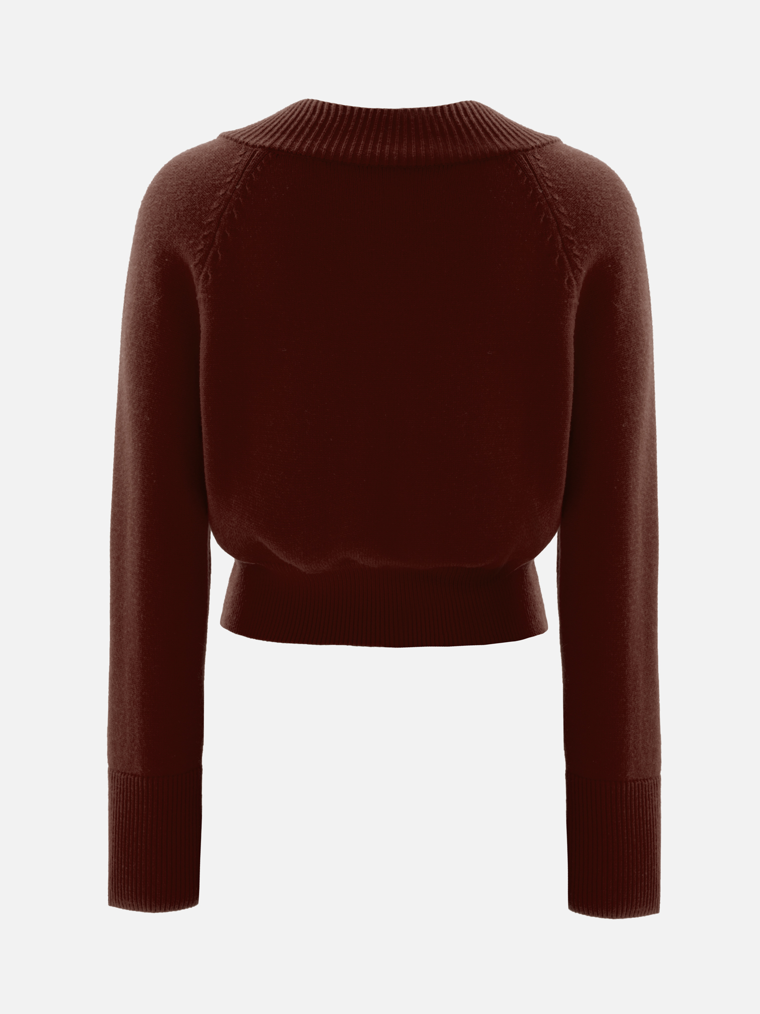 Cropped jumper with V-neckline and ribbed details