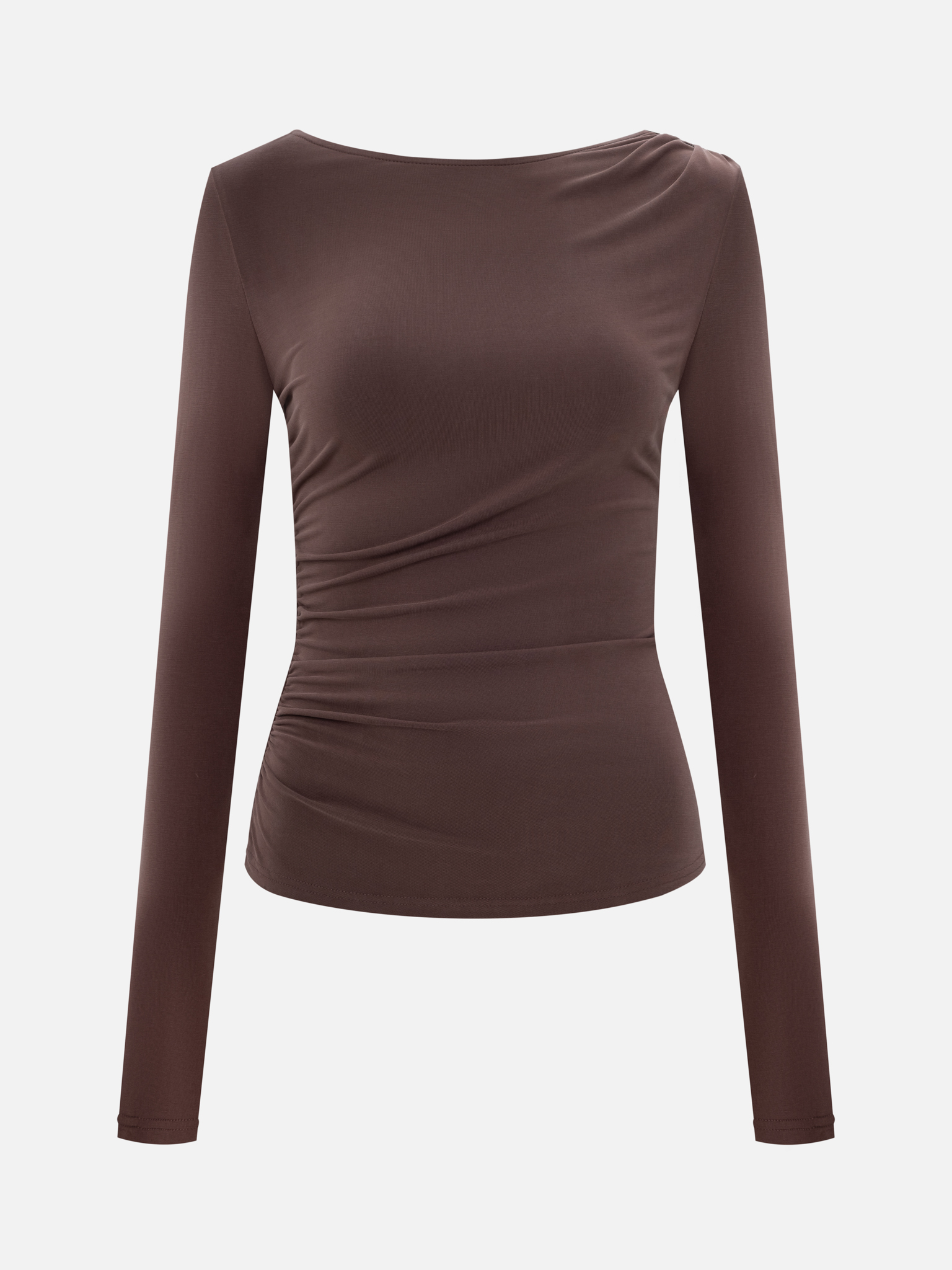 Jersey longsleeve with gathers at the shoulder and waist