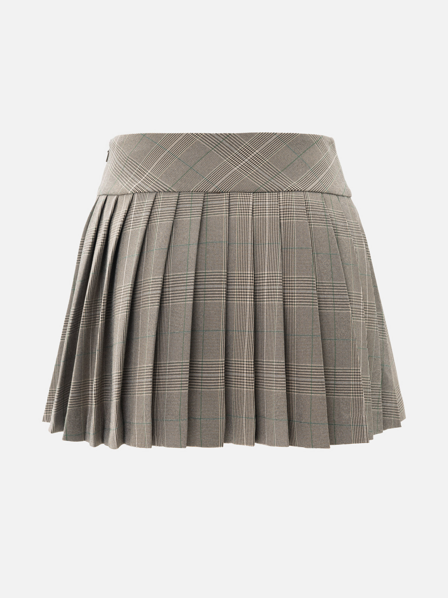 Mini checked skirt with large buttons on the pockets