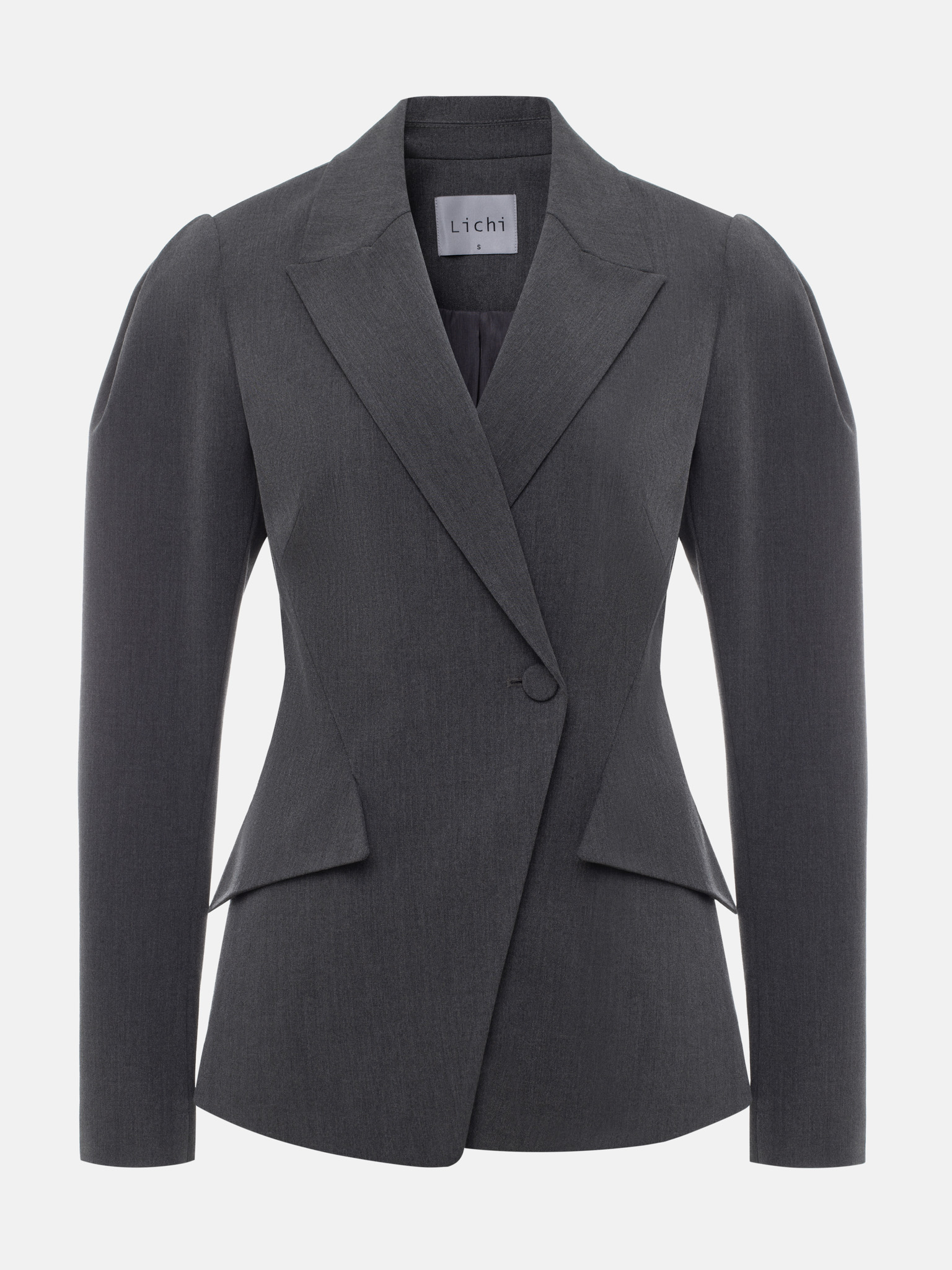 Flared jacket with voluminous sleeves