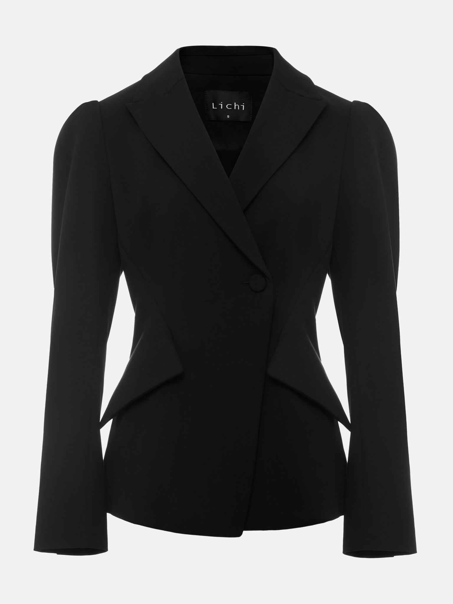 Flared jacket with voluminous sleeves