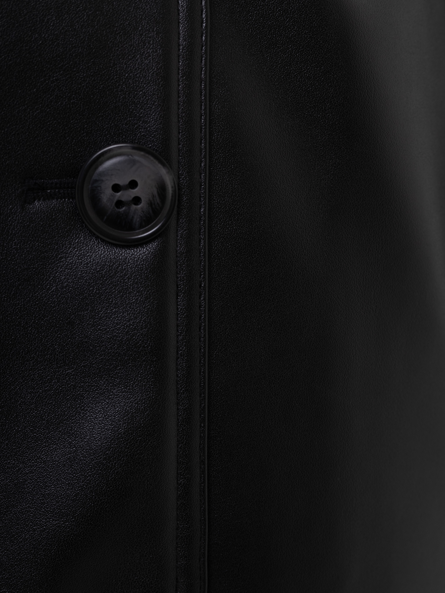 Eco-leather maxi trench with horizontal seams and tonal belt