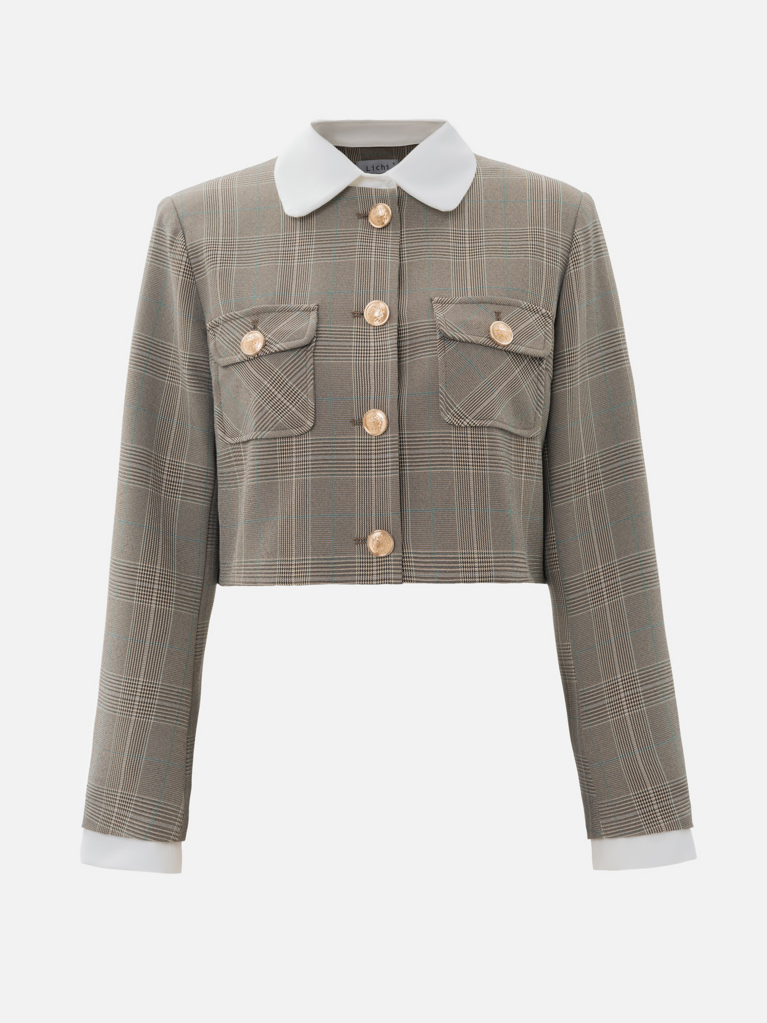 Veste à carreaux à simple boutonnage avec gros boutons