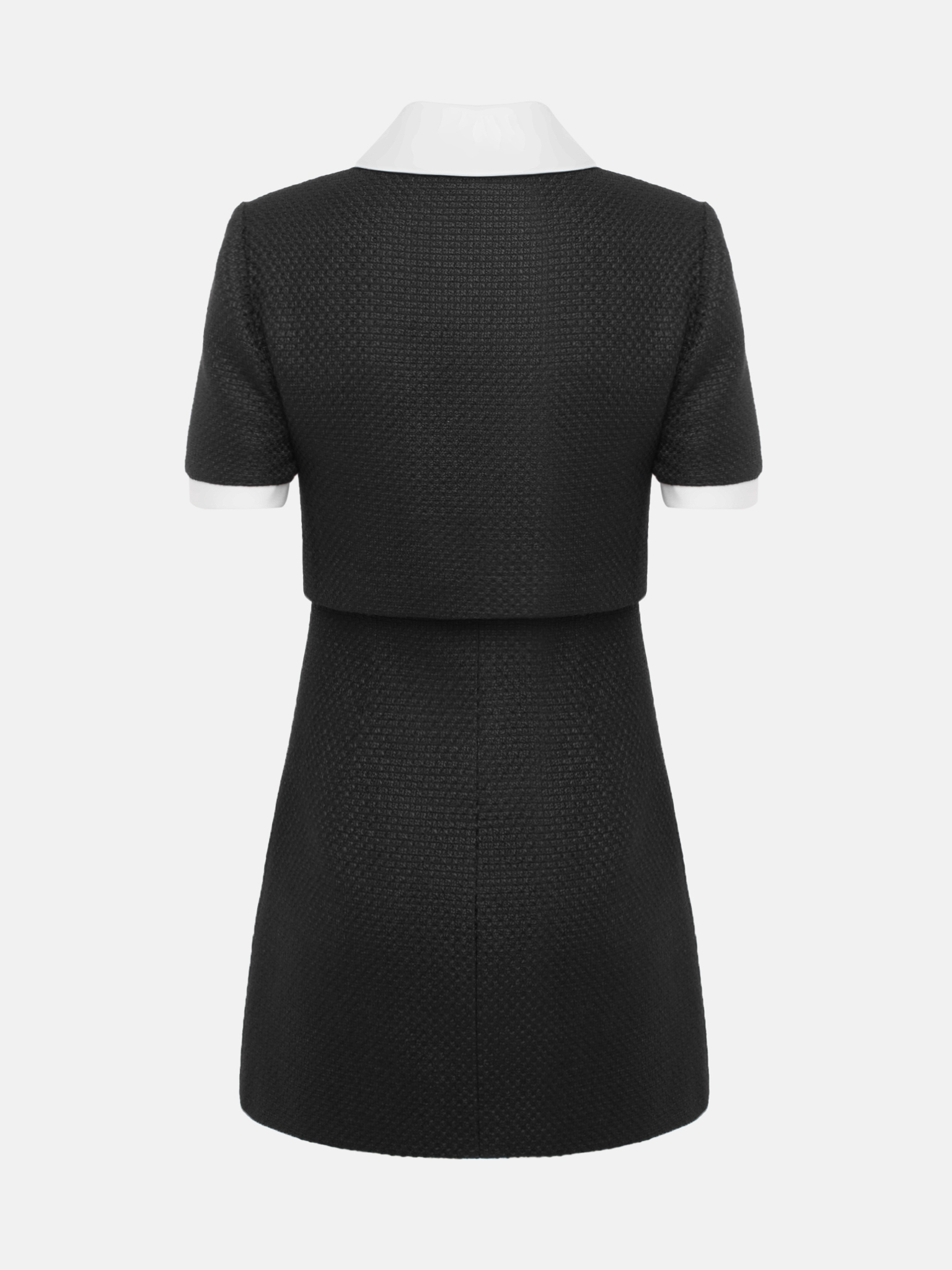 Tweedowa sukienka mini z kontrastowymi detalami