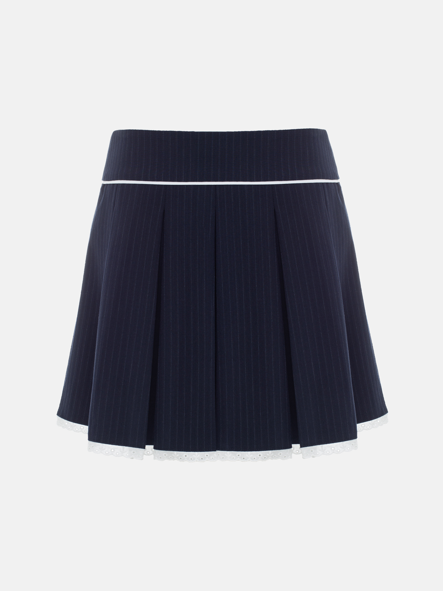 Mini striped skirt with openwork braid on the edge