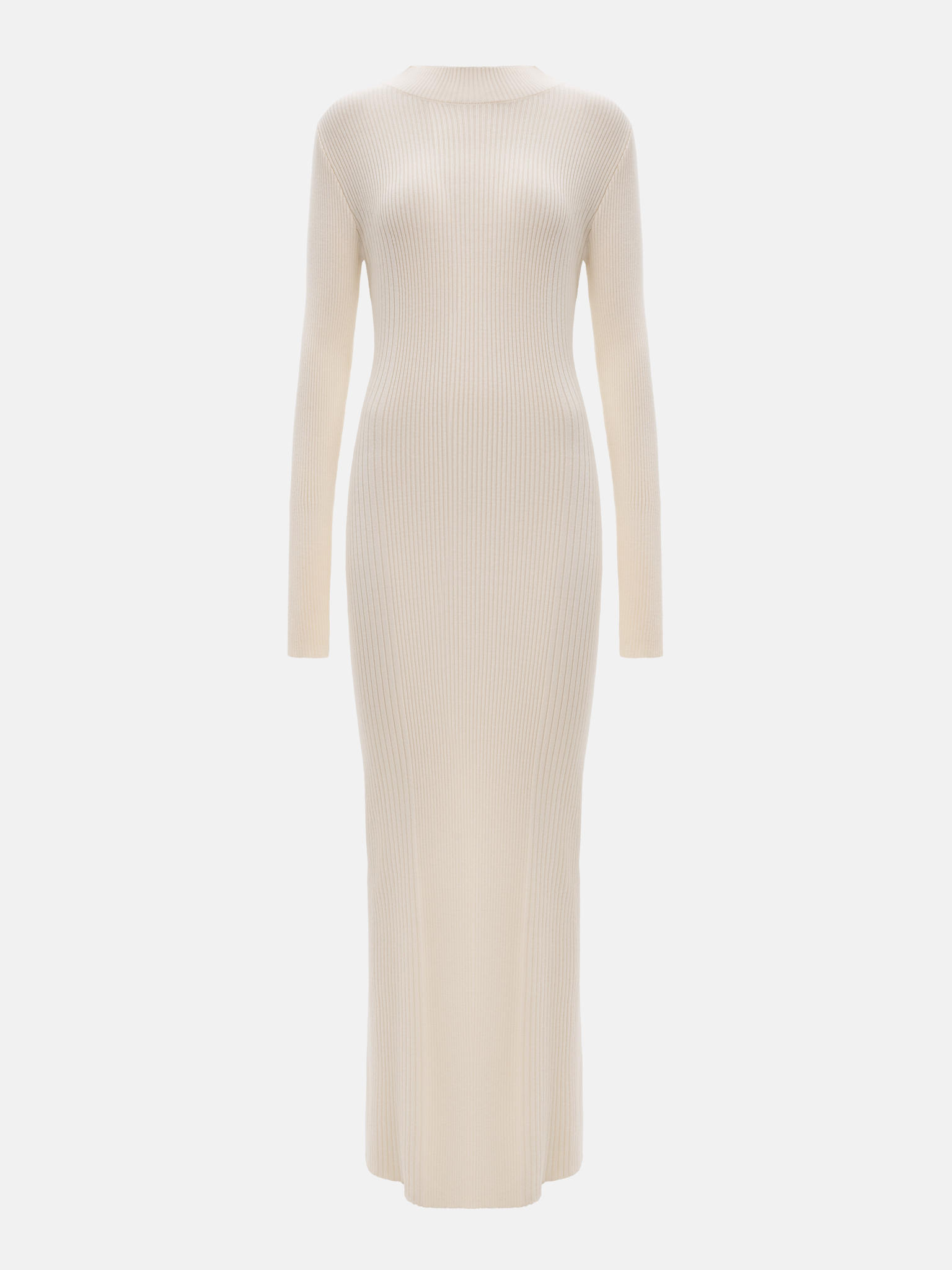 Ribbed maxi dress with high collar