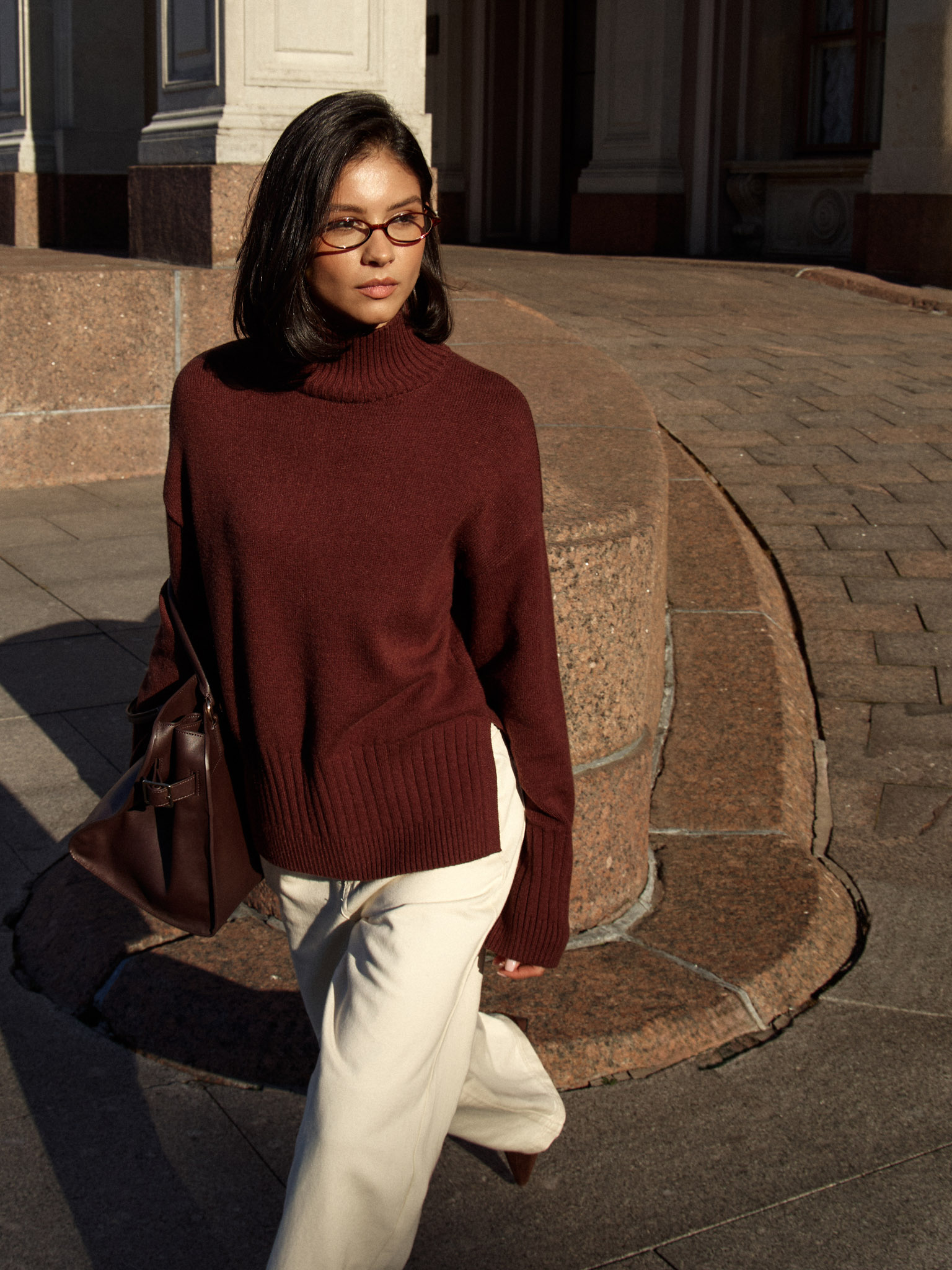 Strickpullover mit gerippten Details