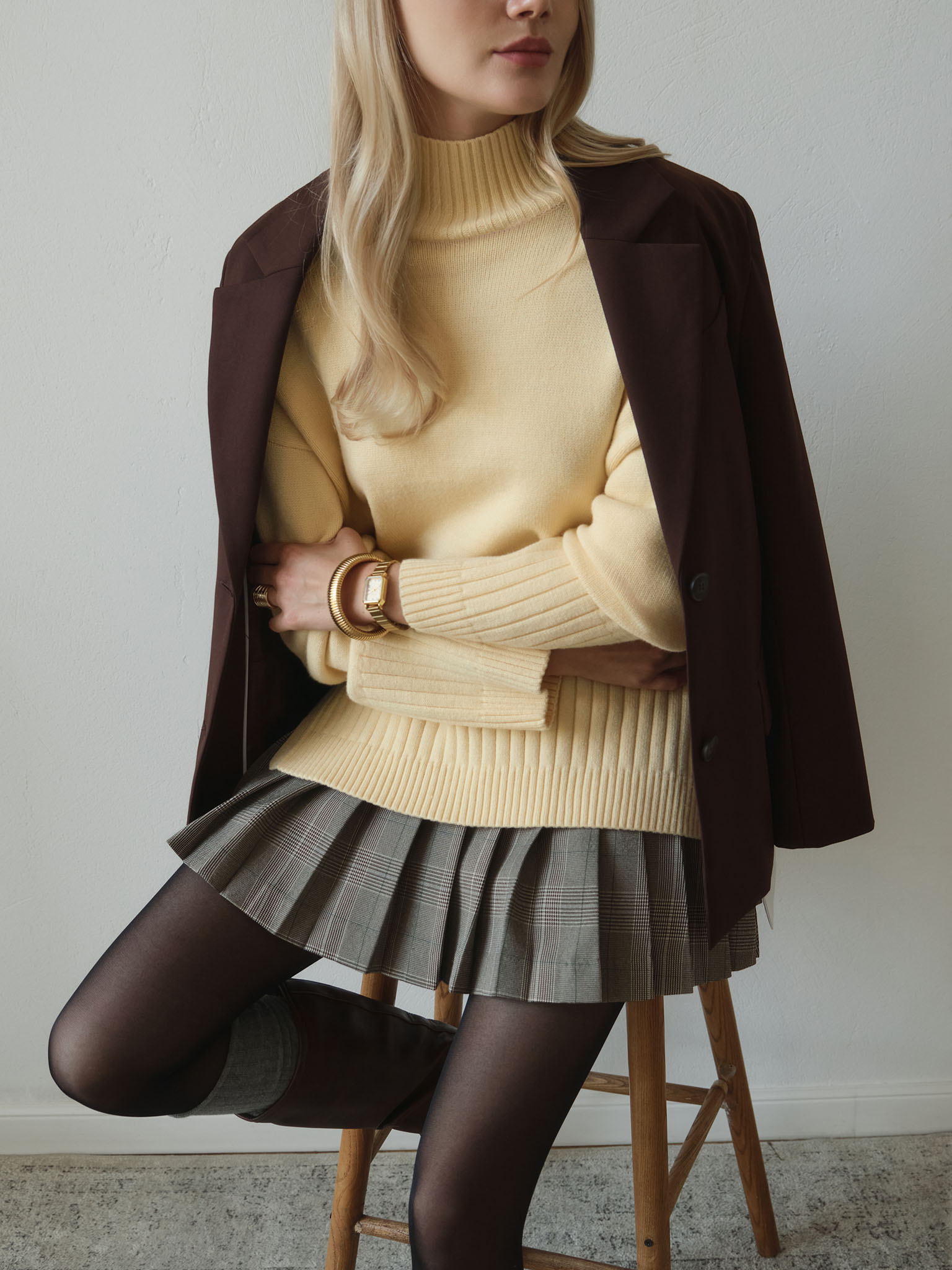 Strickpullover mit gerippten Details