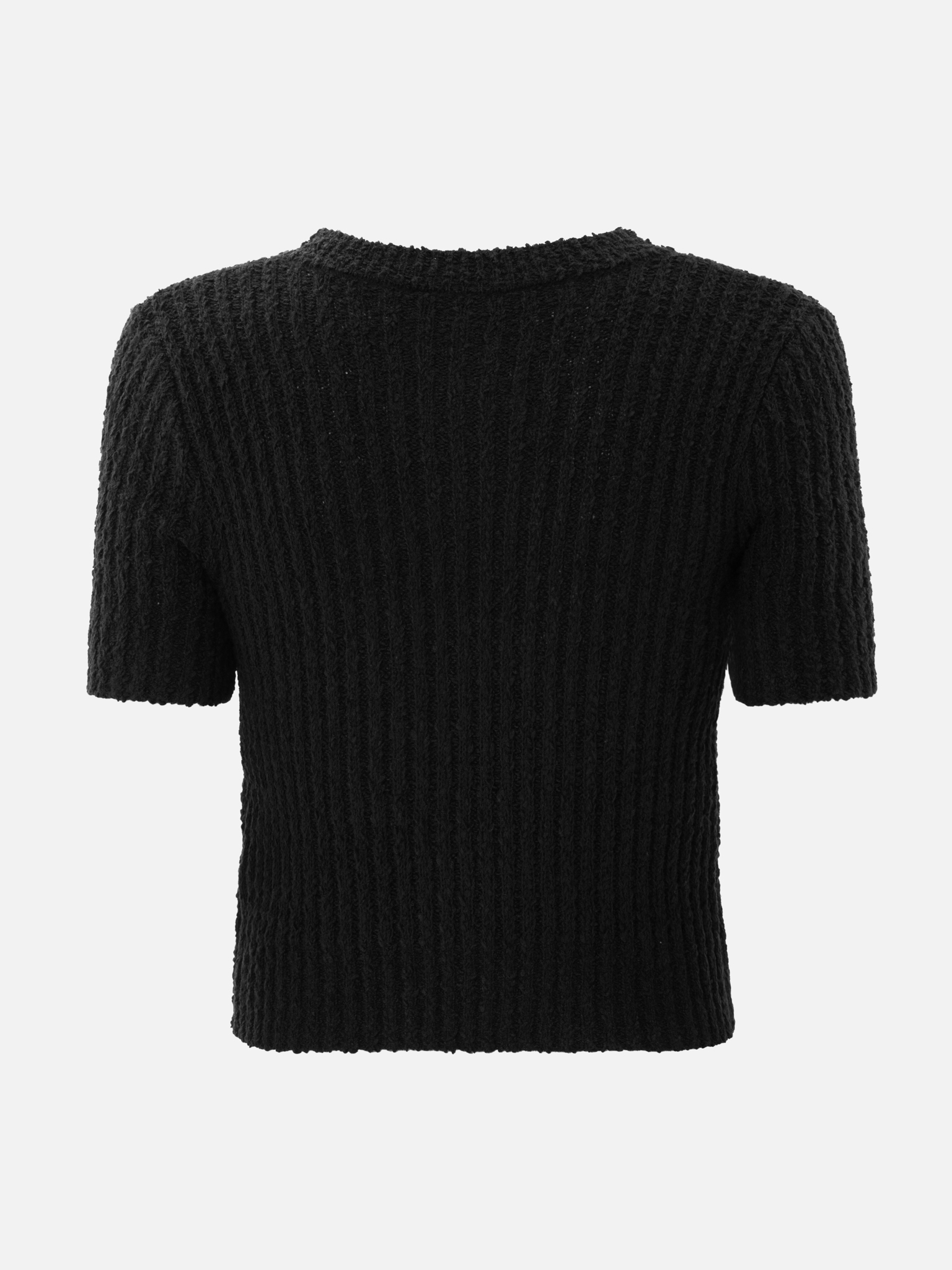 Jersey cardigan with short sleeves and large buttons