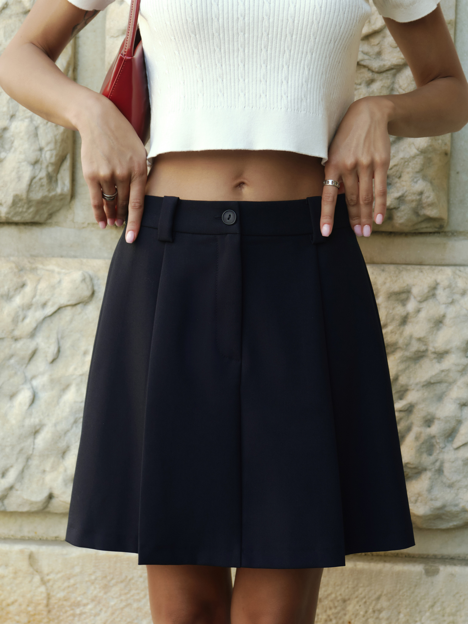 Flared mini skirt with pleats