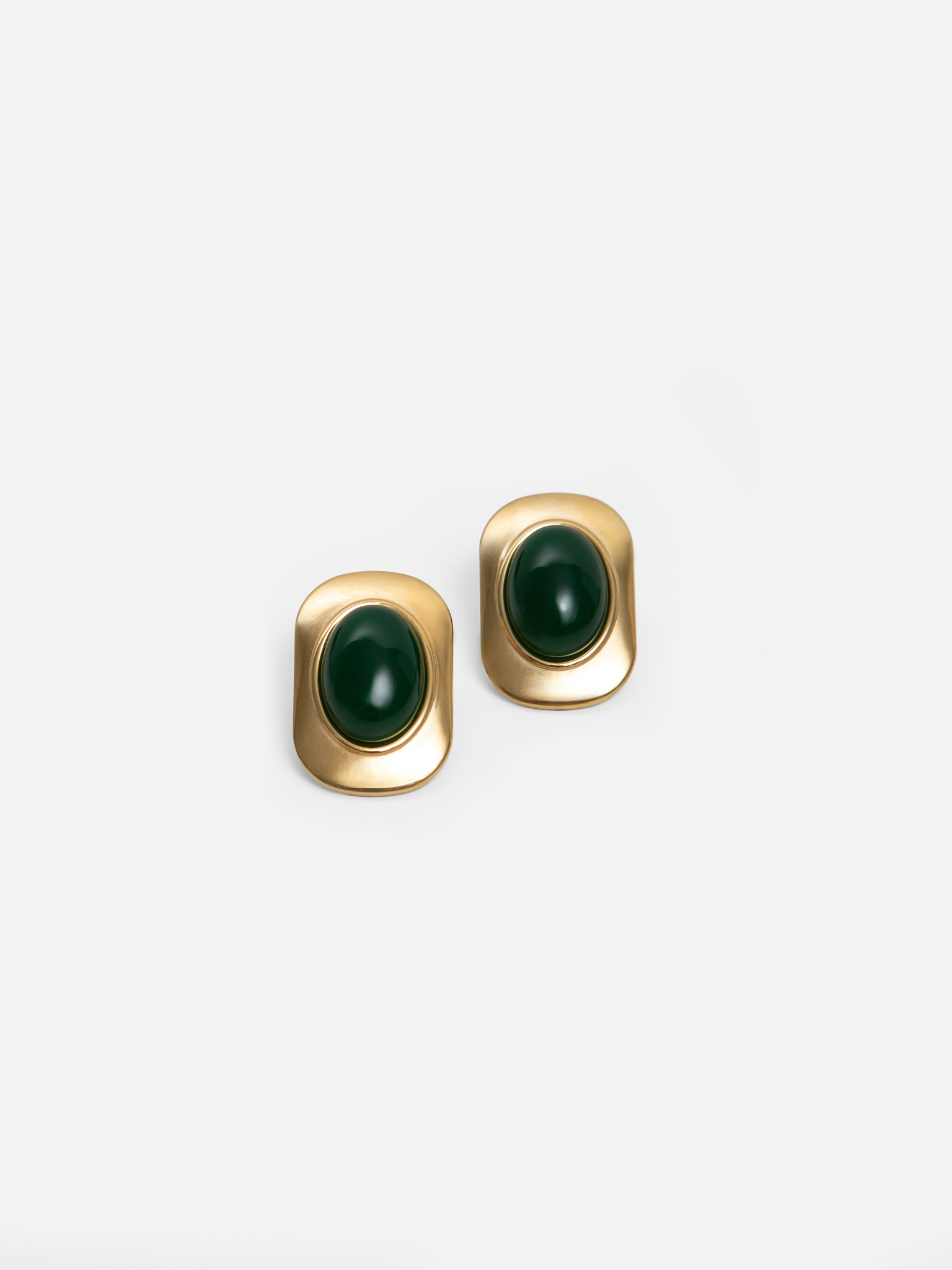 Large stud earrings with oval stones