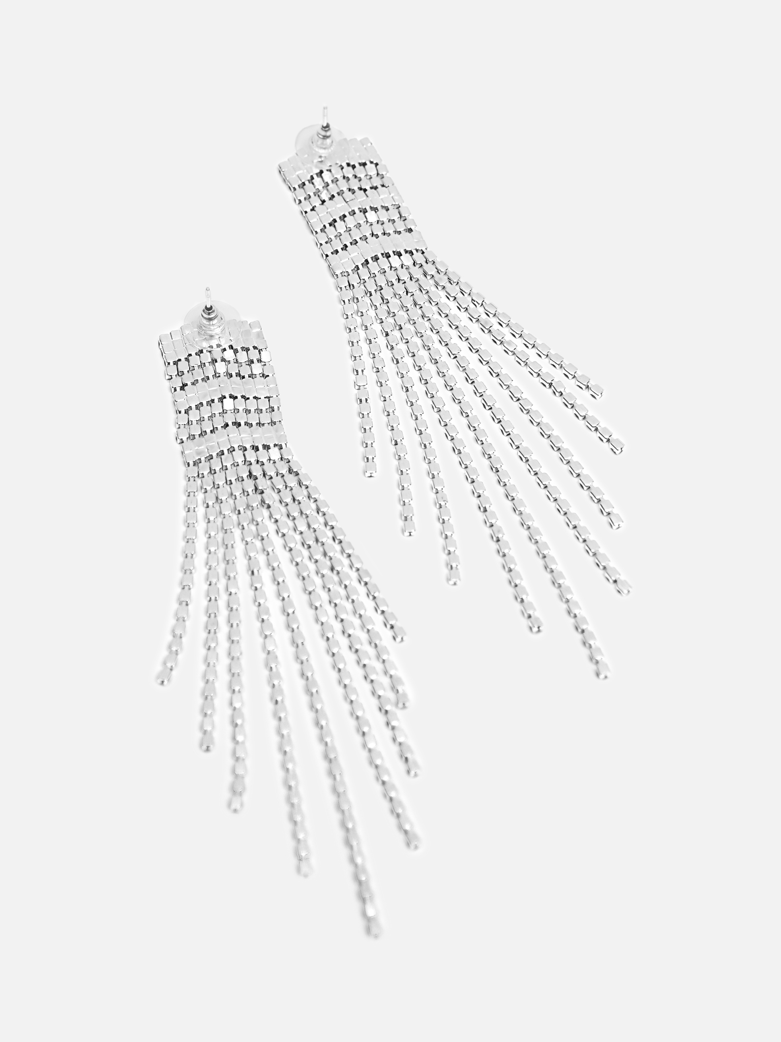 Long rhinestone line stud earrings