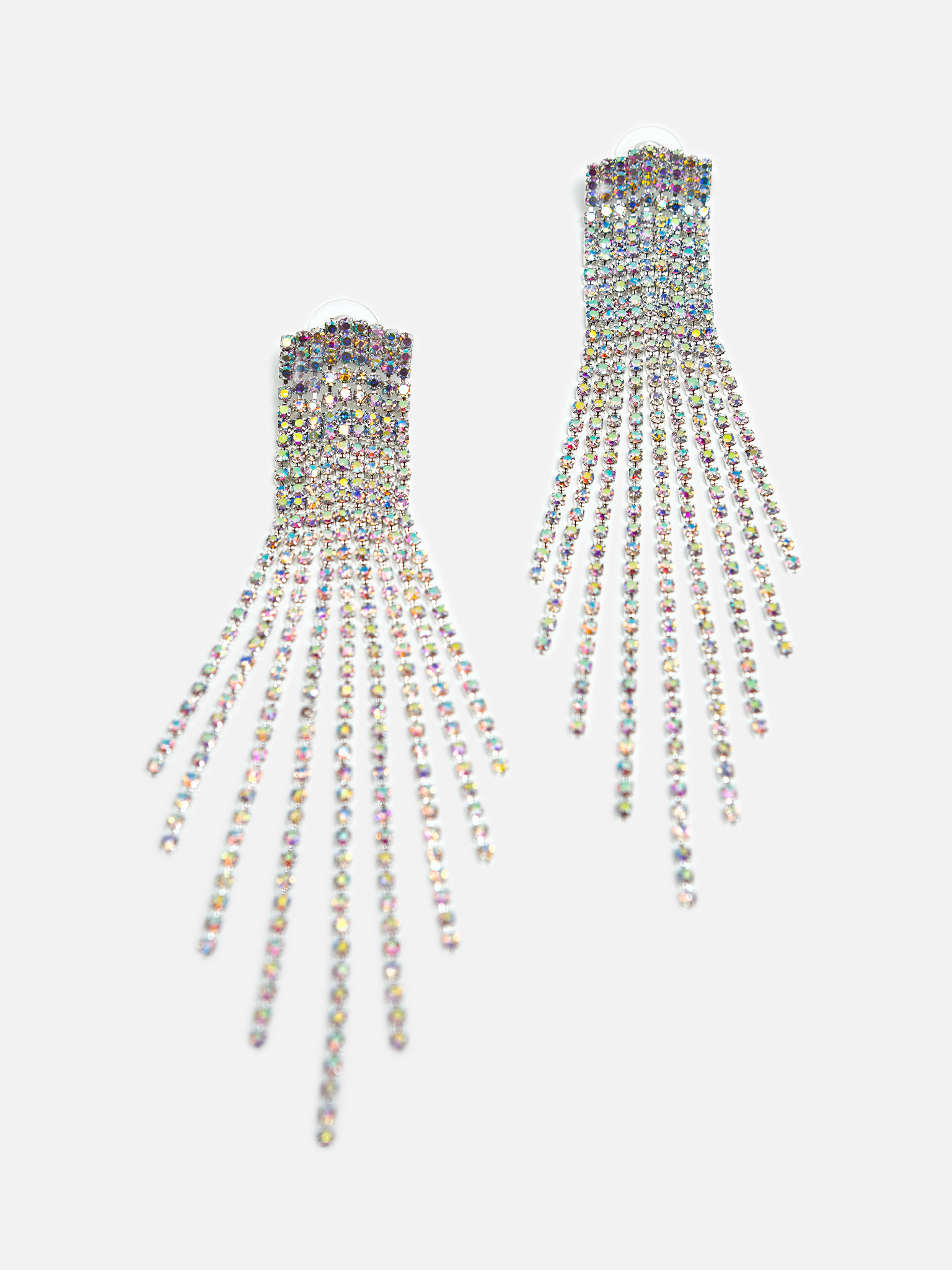 Long rhinestone line stud earrings