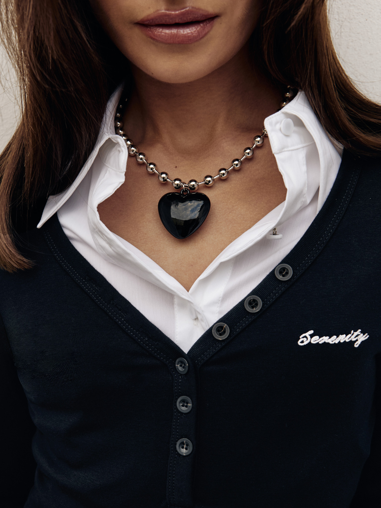 Silberfarbene Halskette mit Herz-Anhänger