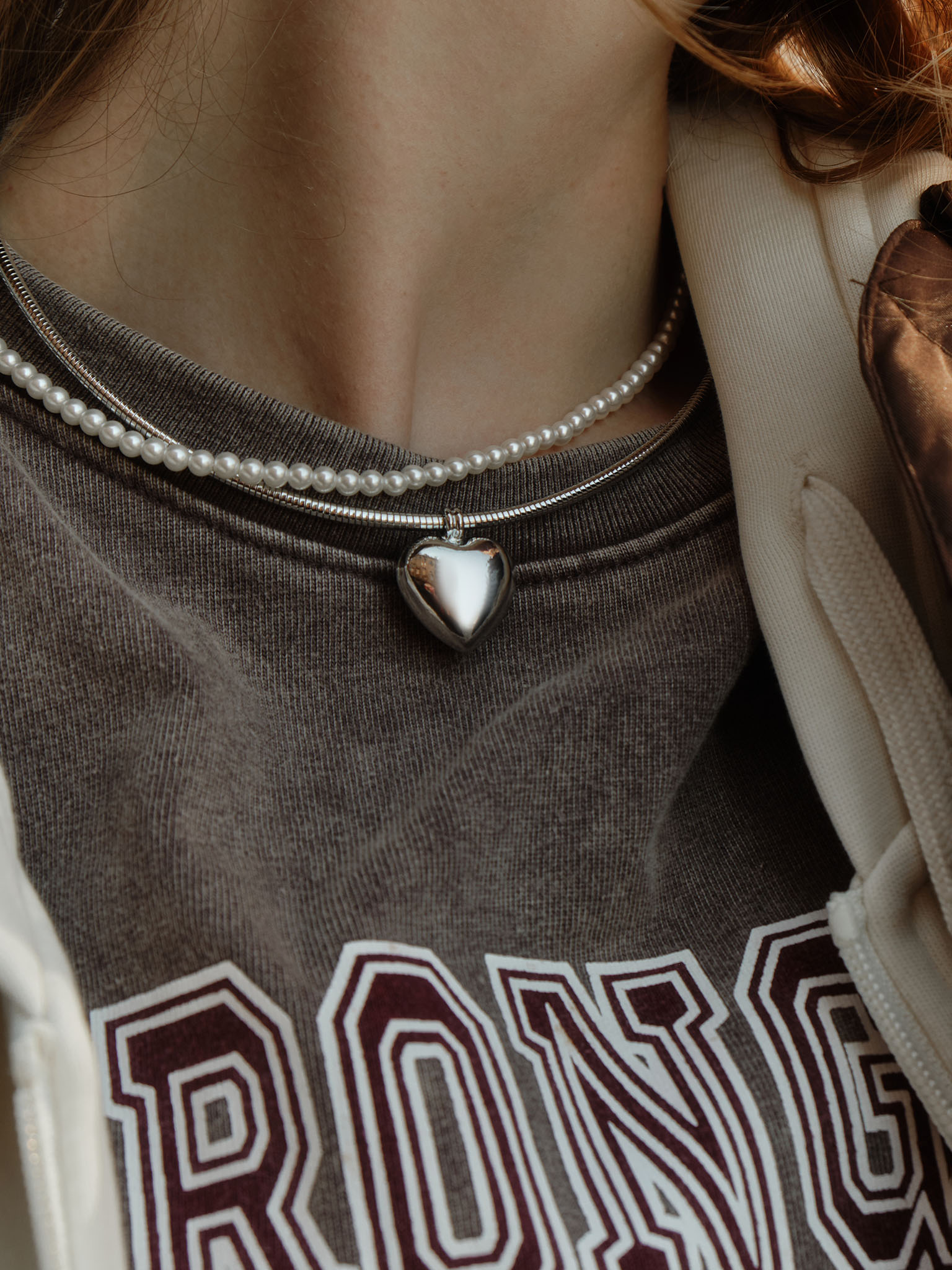 Круглая цепь с подвеской-сердцем