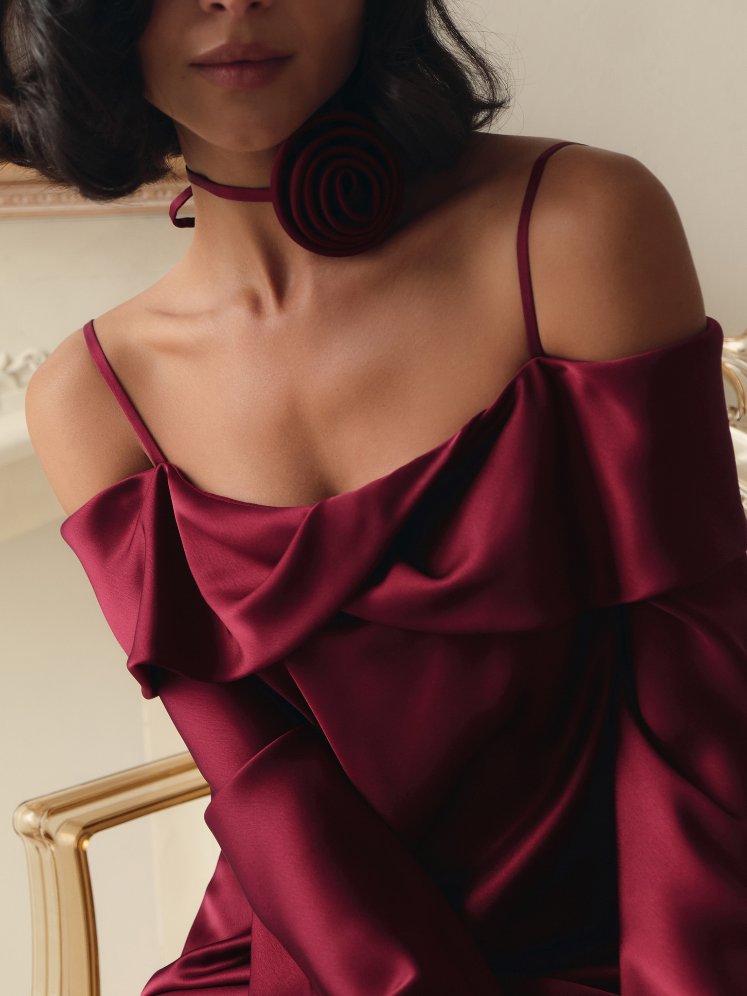 Strappy mini dress with long sleeves and matching choker