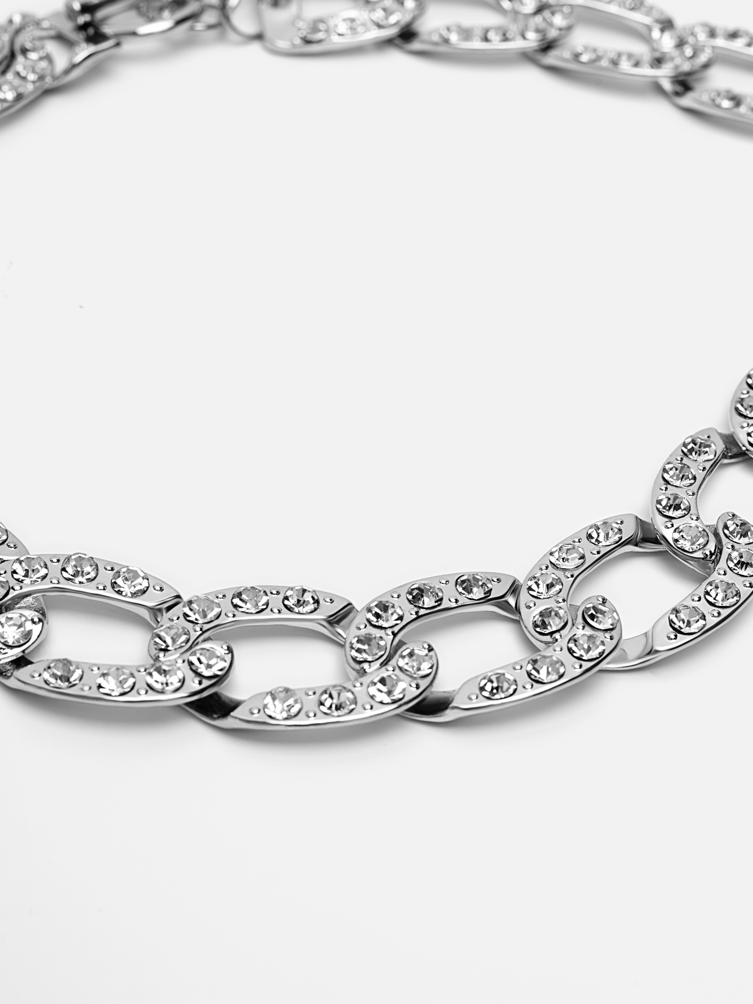 Rhinestone silvertone chain