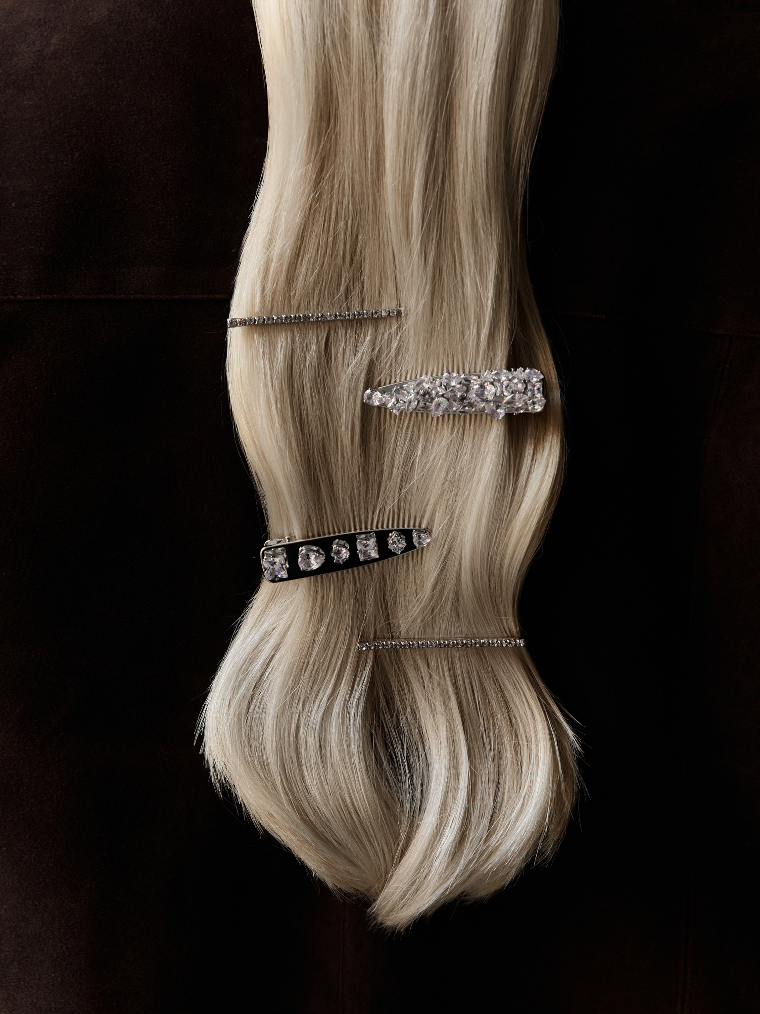 Silver barrette with stones