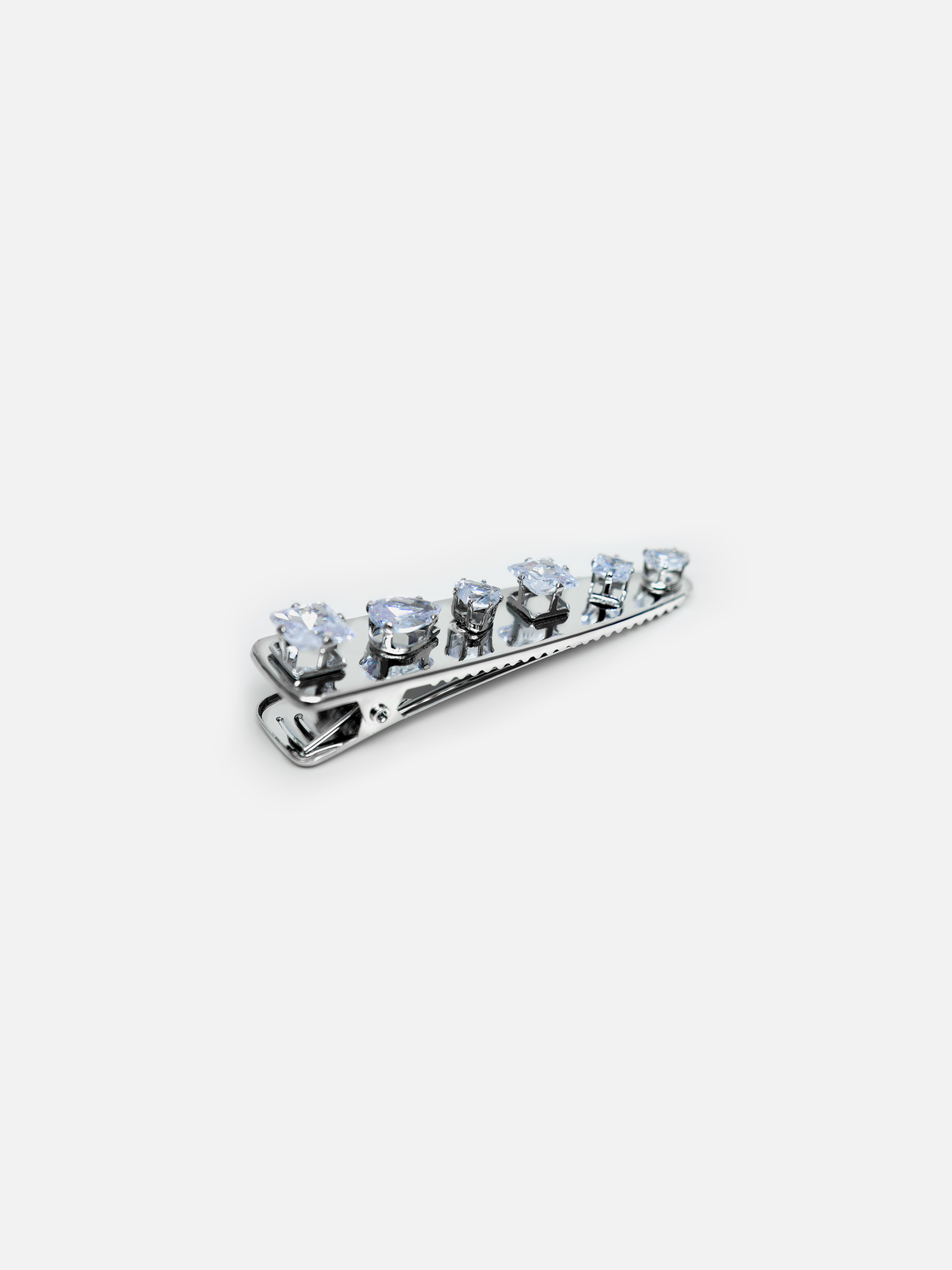 Silver barrette with stones
