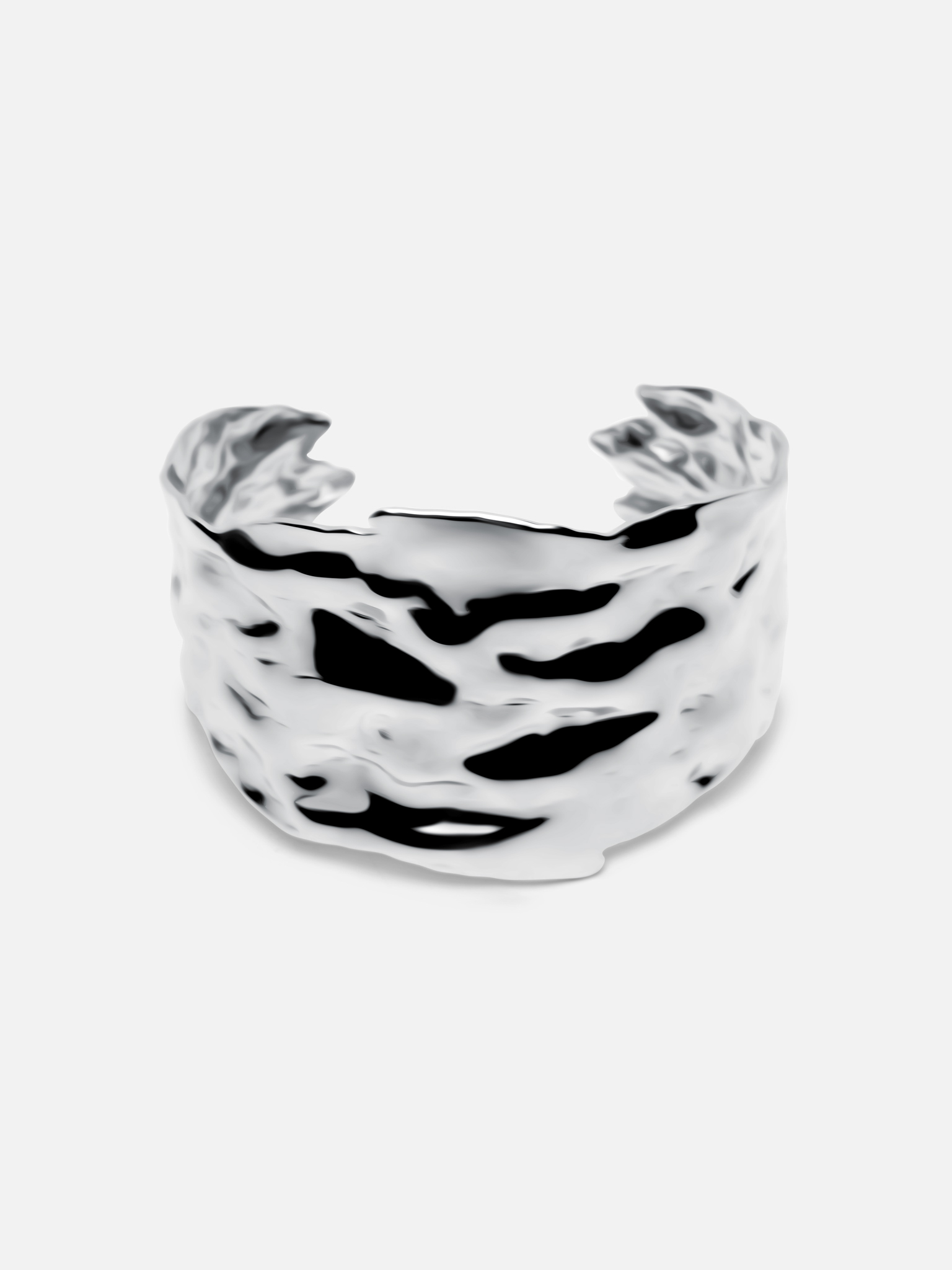 Round bracelet in crumpled metal