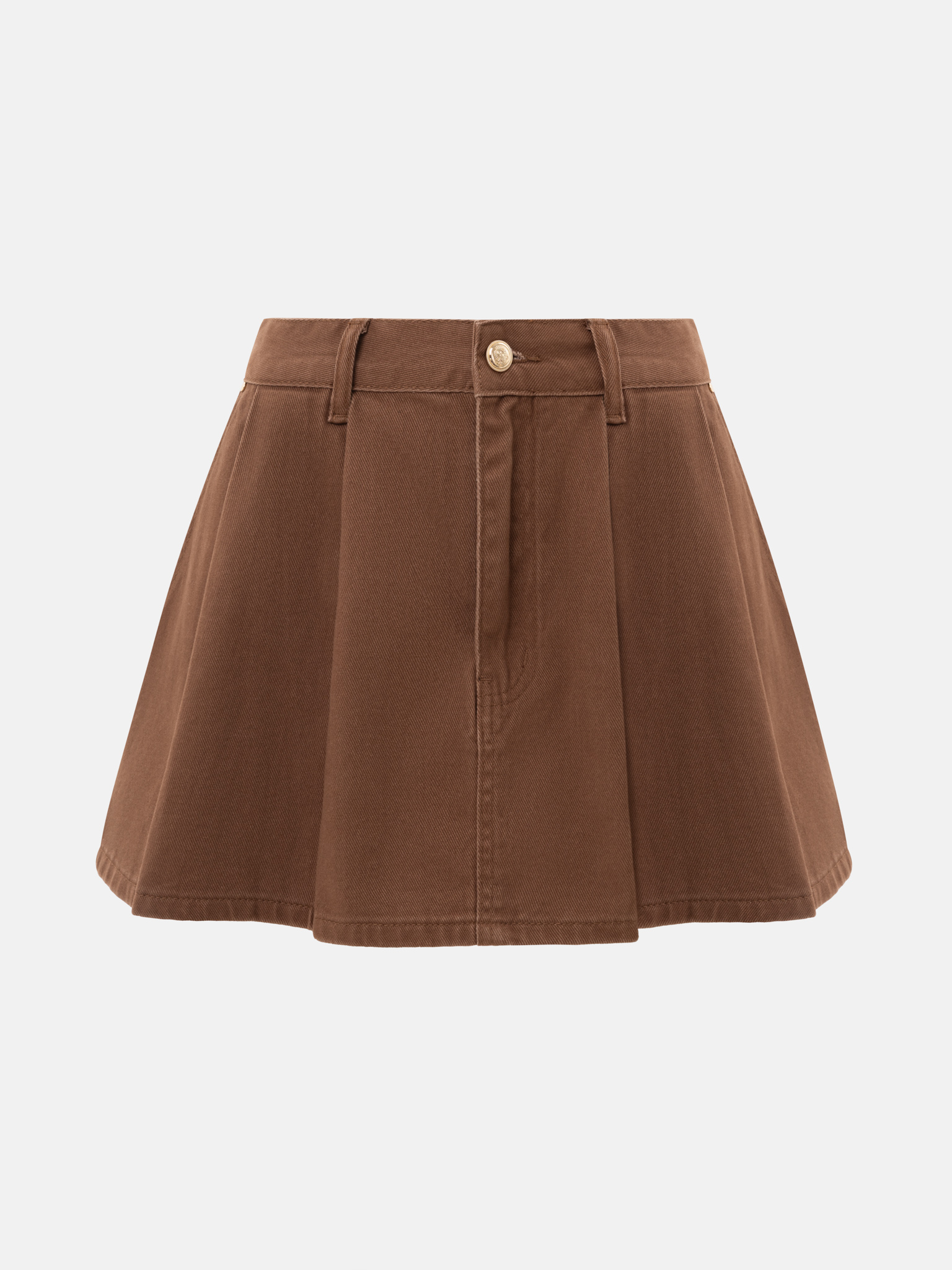 Mini denim skirt with pleats