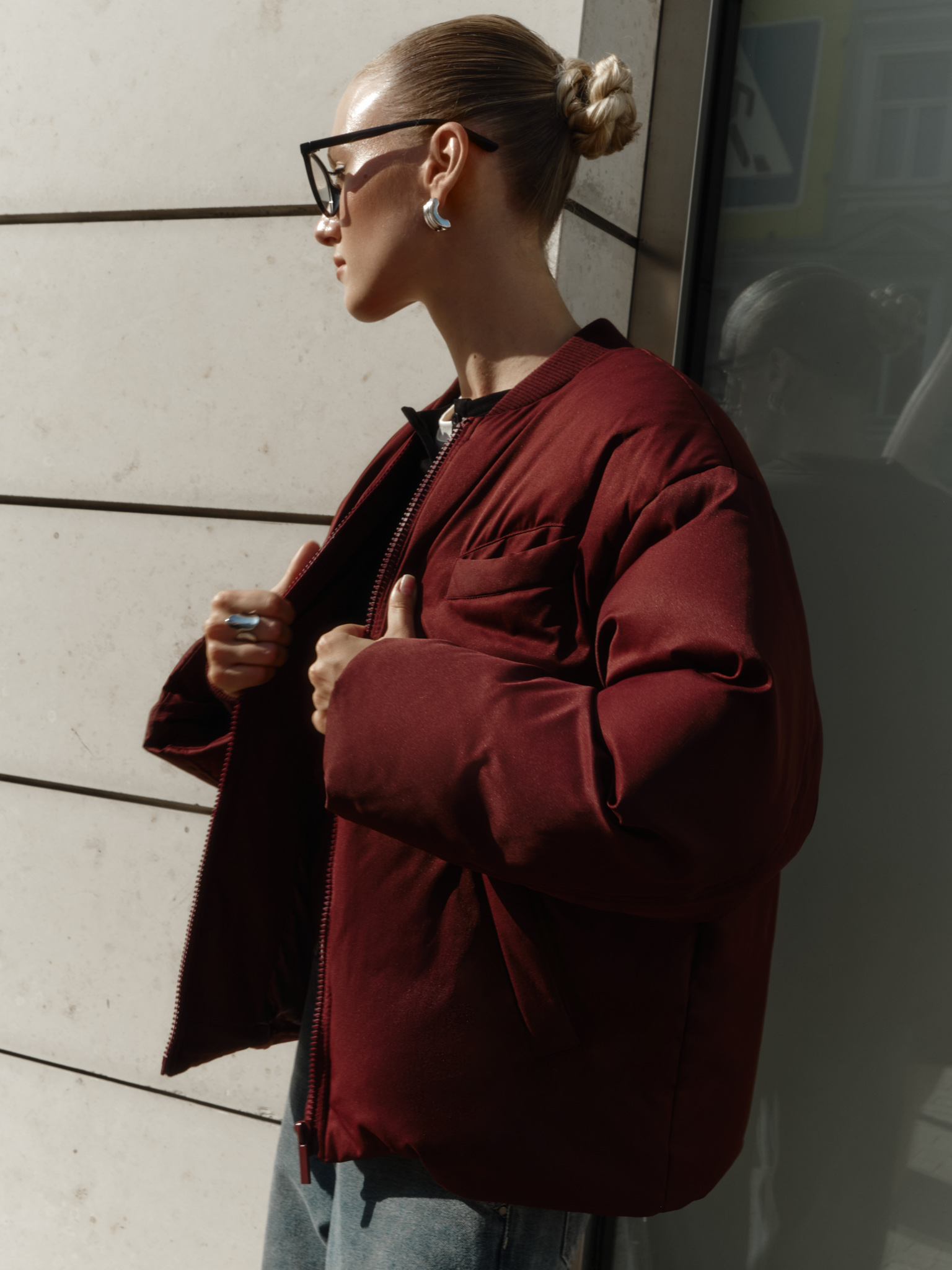 Loose-fitting bomber