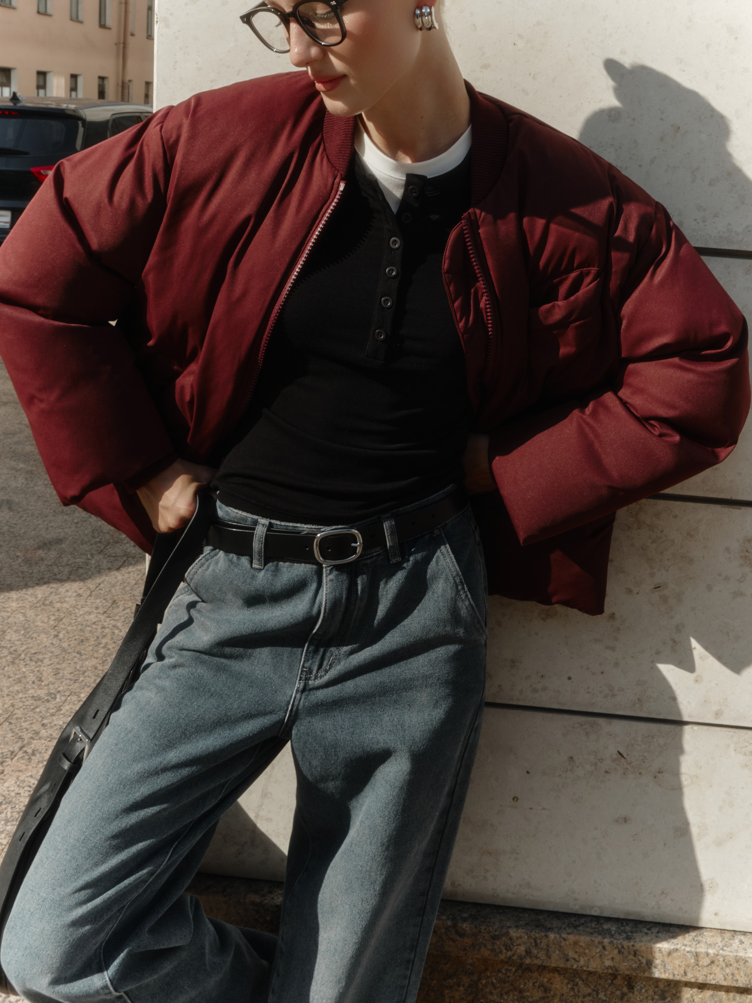 Loose-fitting bomber