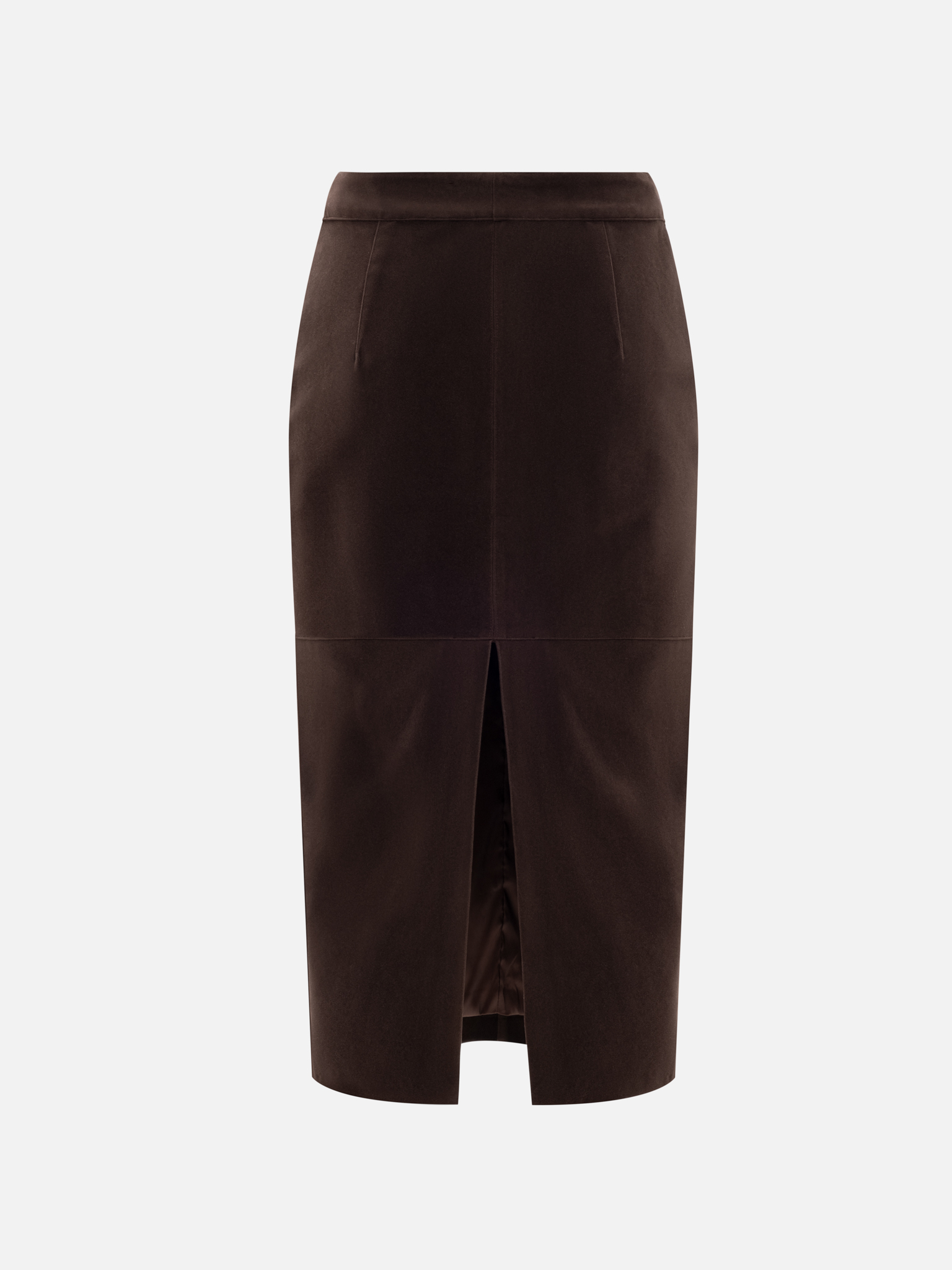 Eco-suede straight midi skirt