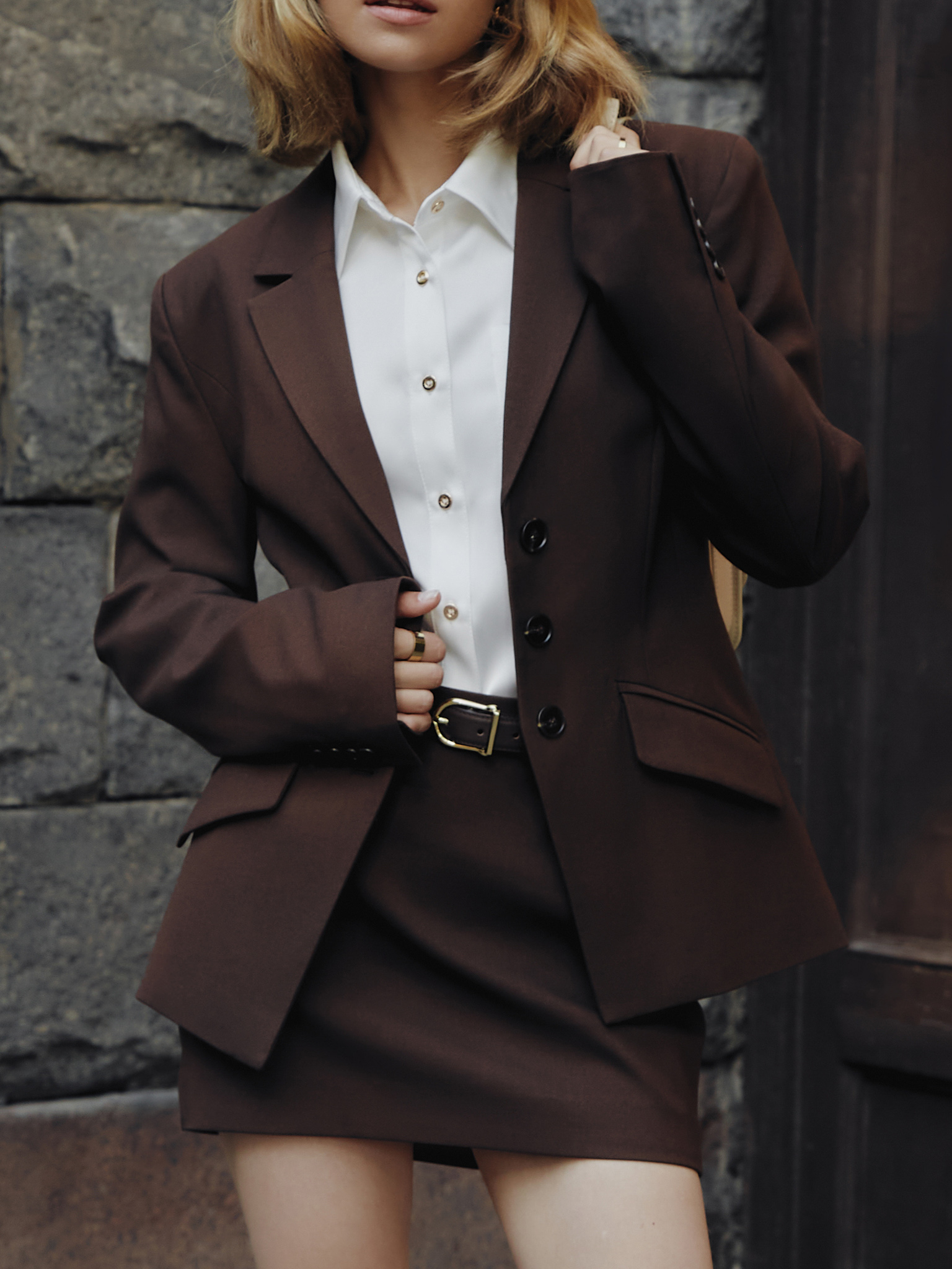 Straight mini skirt in suiting fabric