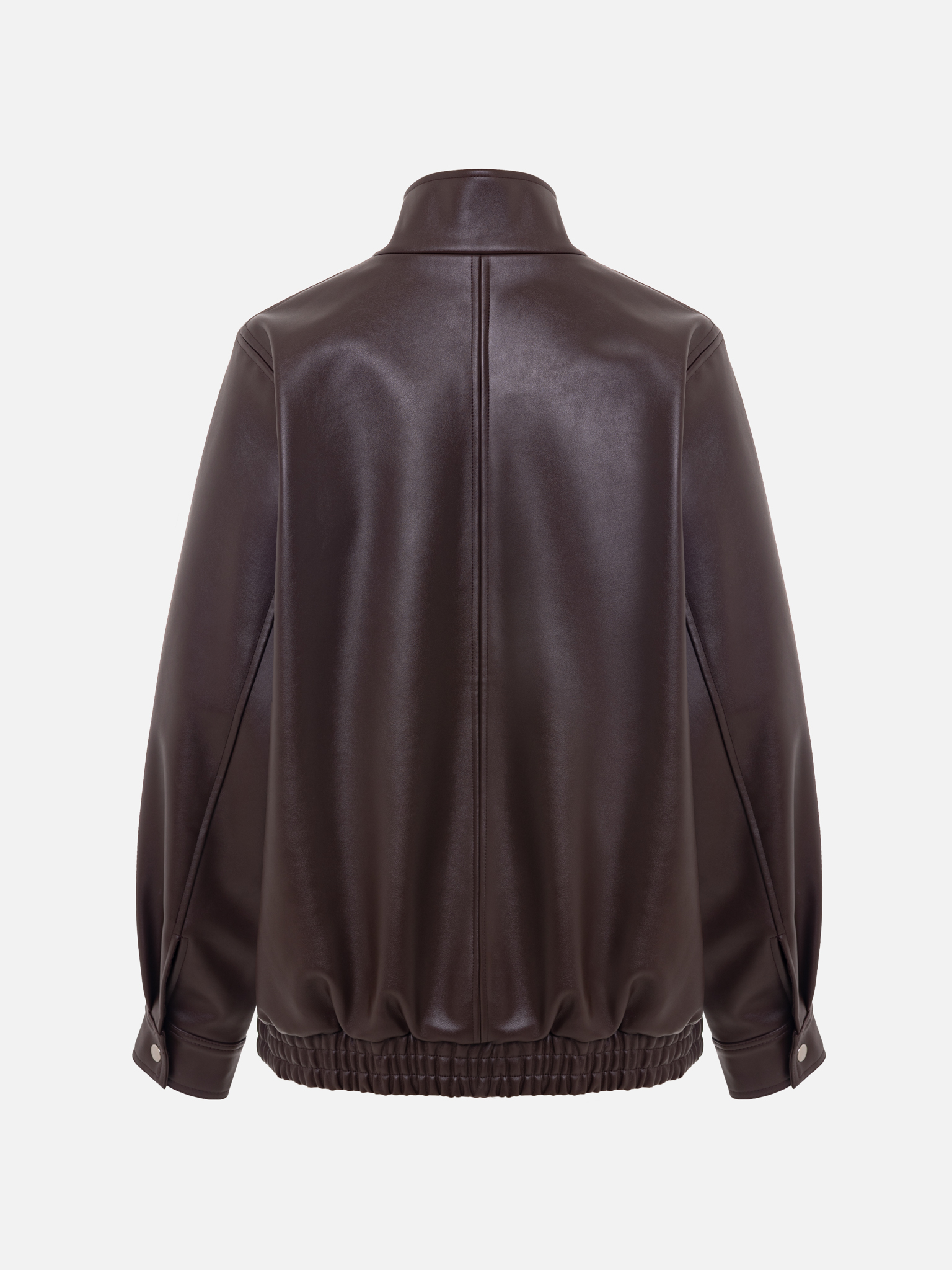 Oversized eco-leather jacket with high collar
