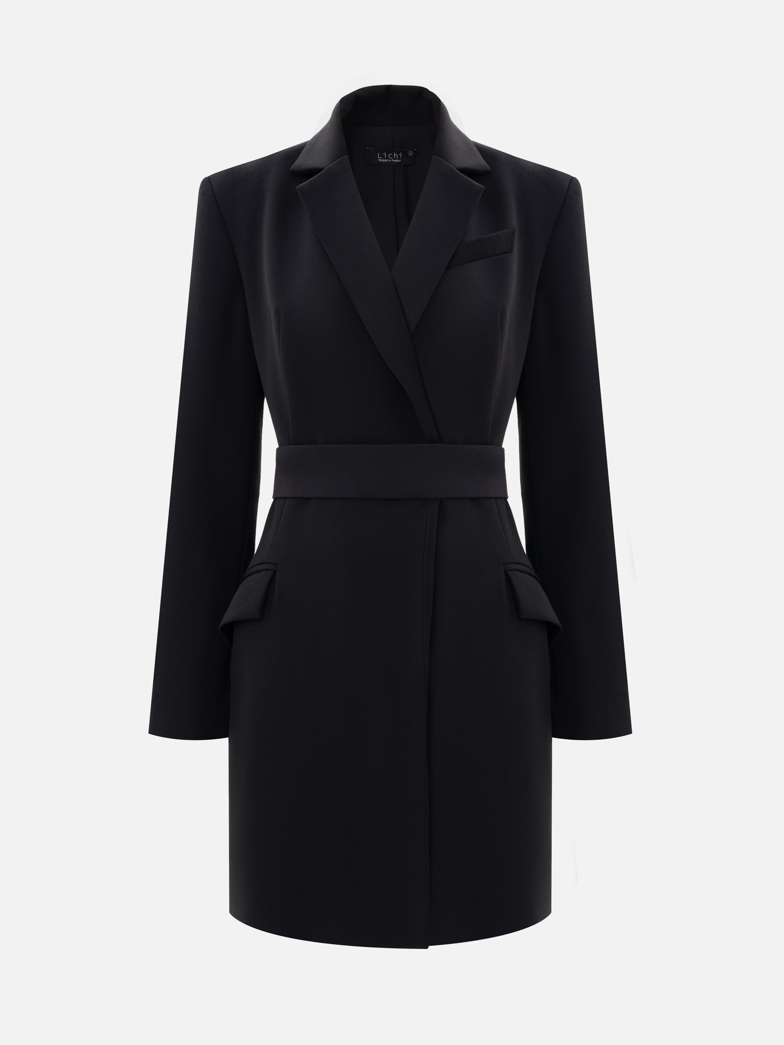 Mini blazer dress with wide waistband