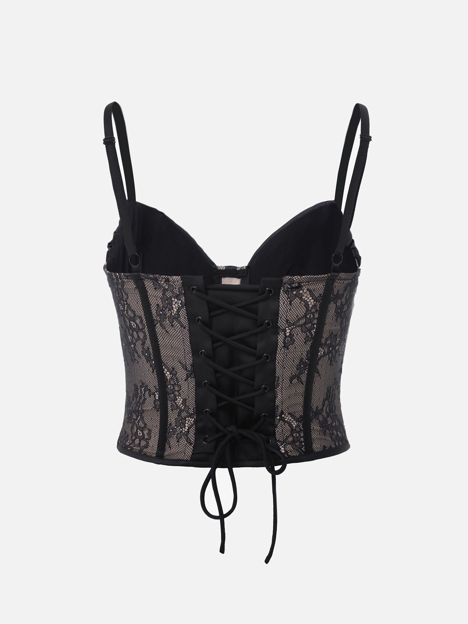 Lace and satin bustier top