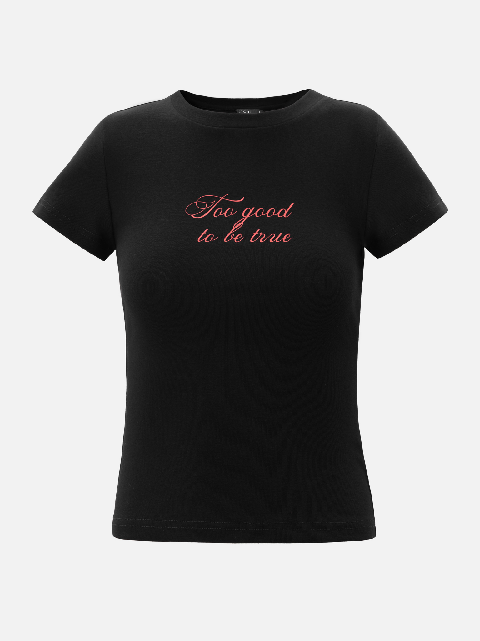 Cropped fitted T-shirt with lettering