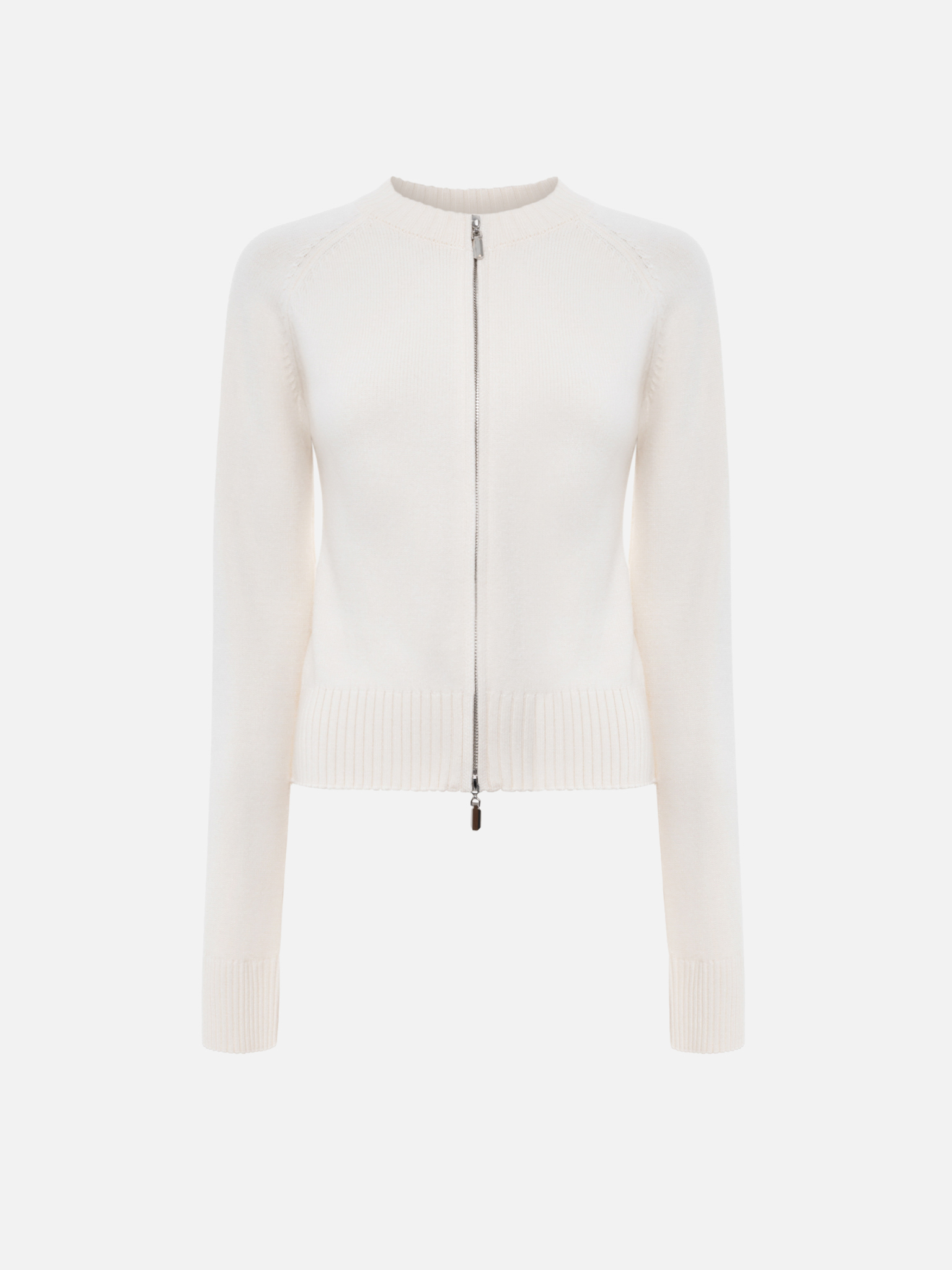 Knitted cardigan with ribbed details and metal zip