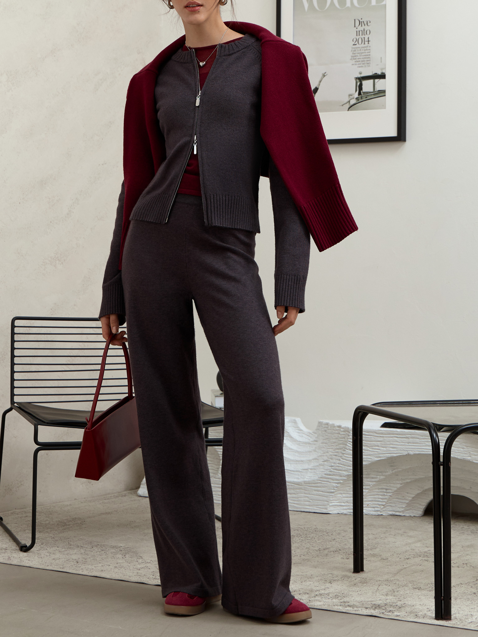 Flared jersey trousers