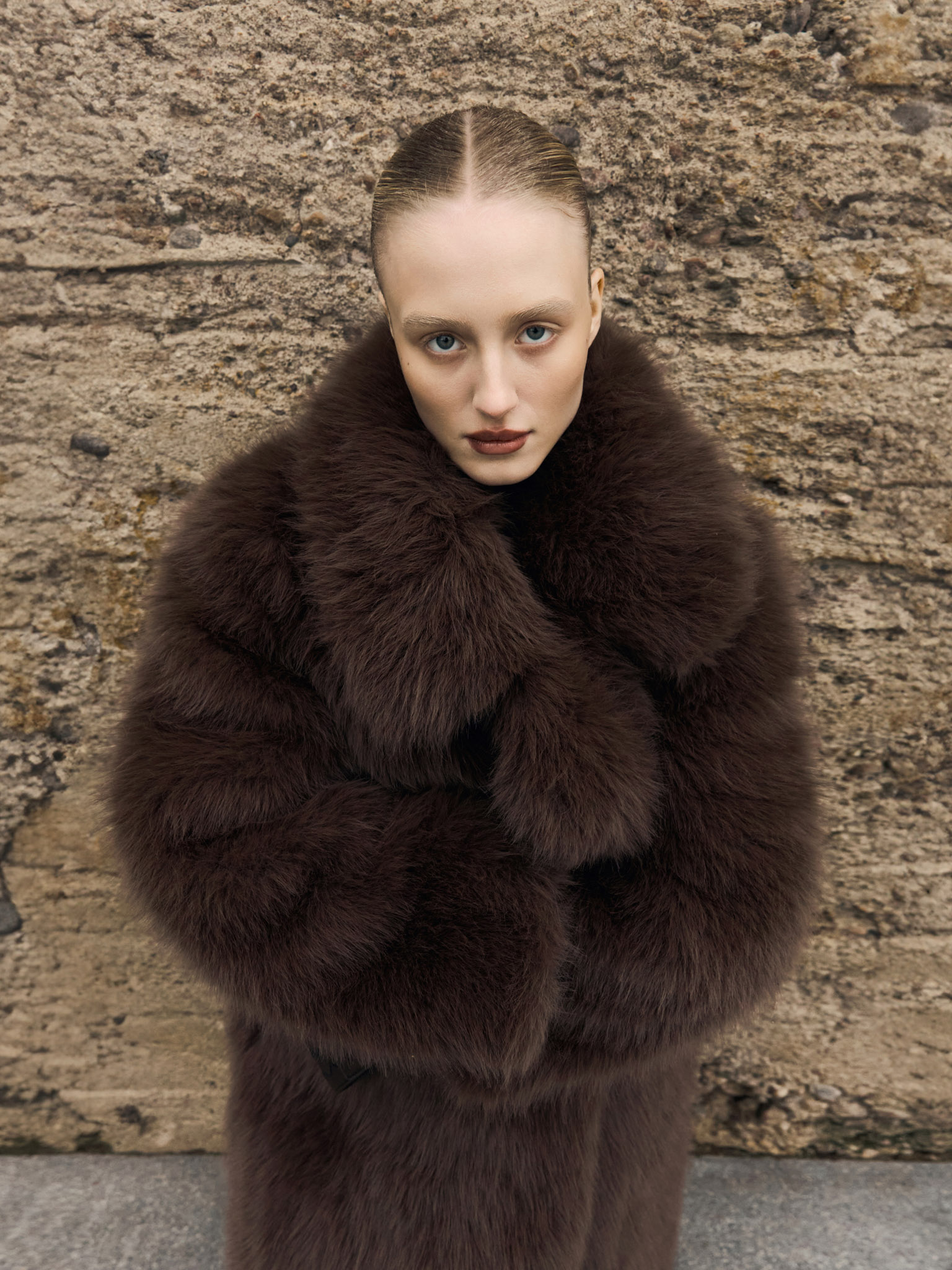 Однобортная экошуба длины макси