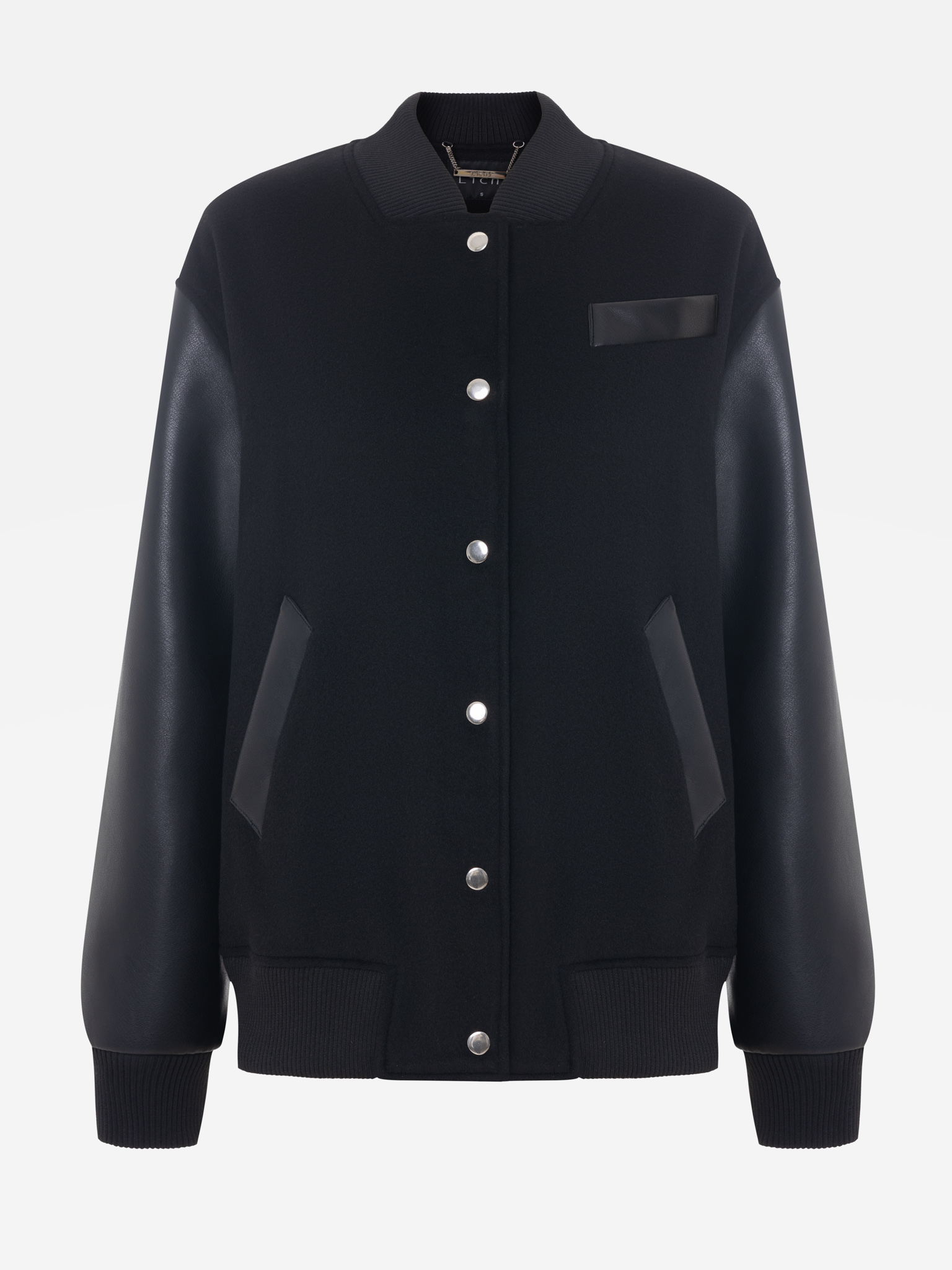 Bomber with eco-leather sleeves