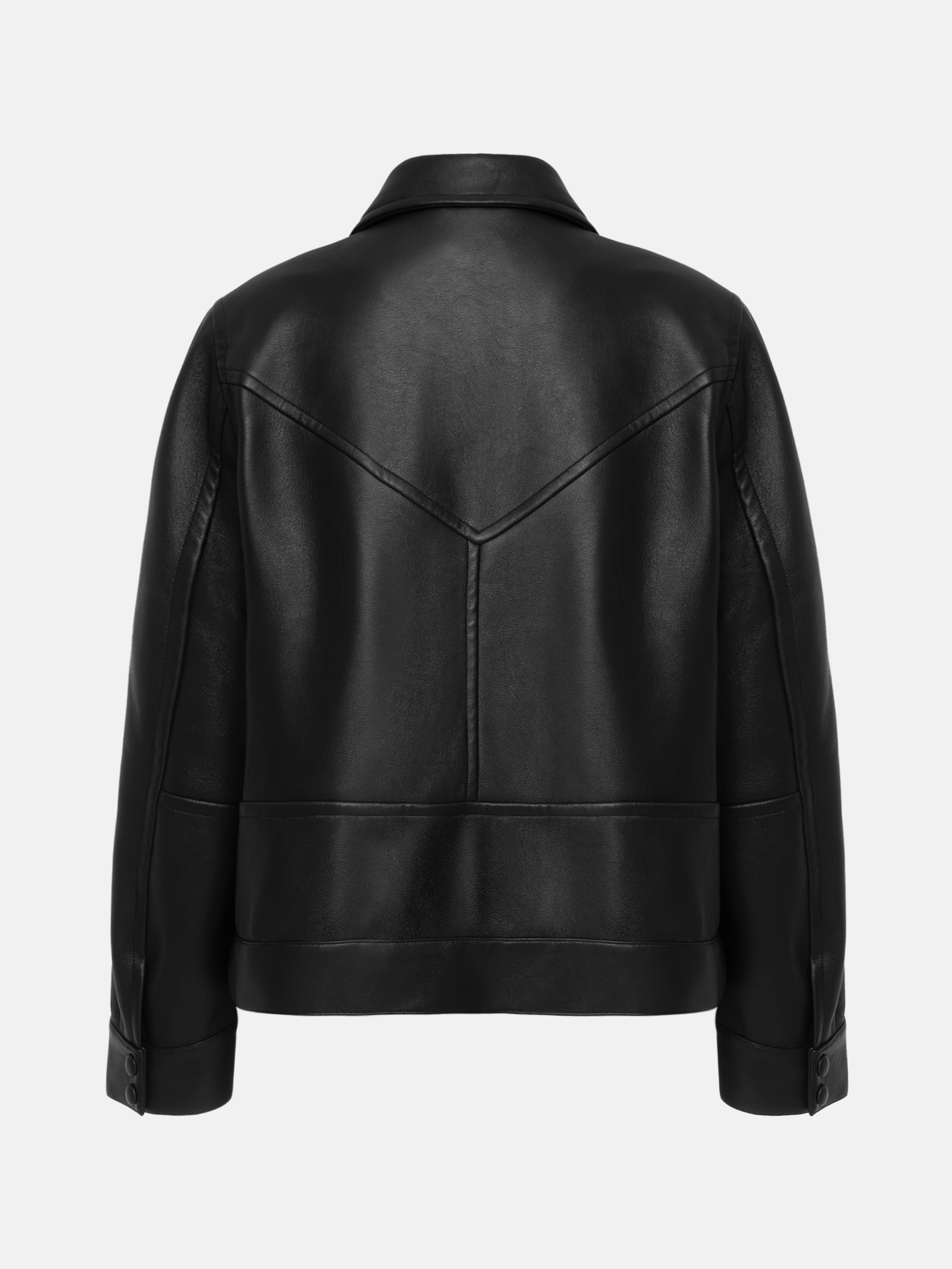 Eco-leather jacket with triangular collar