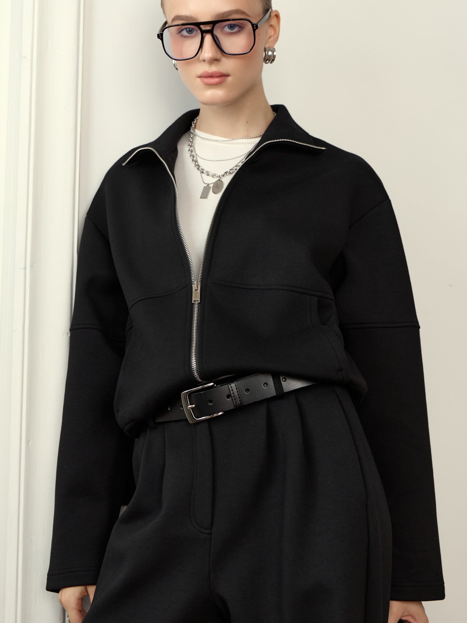 Худи из футера с двусторонней молнией