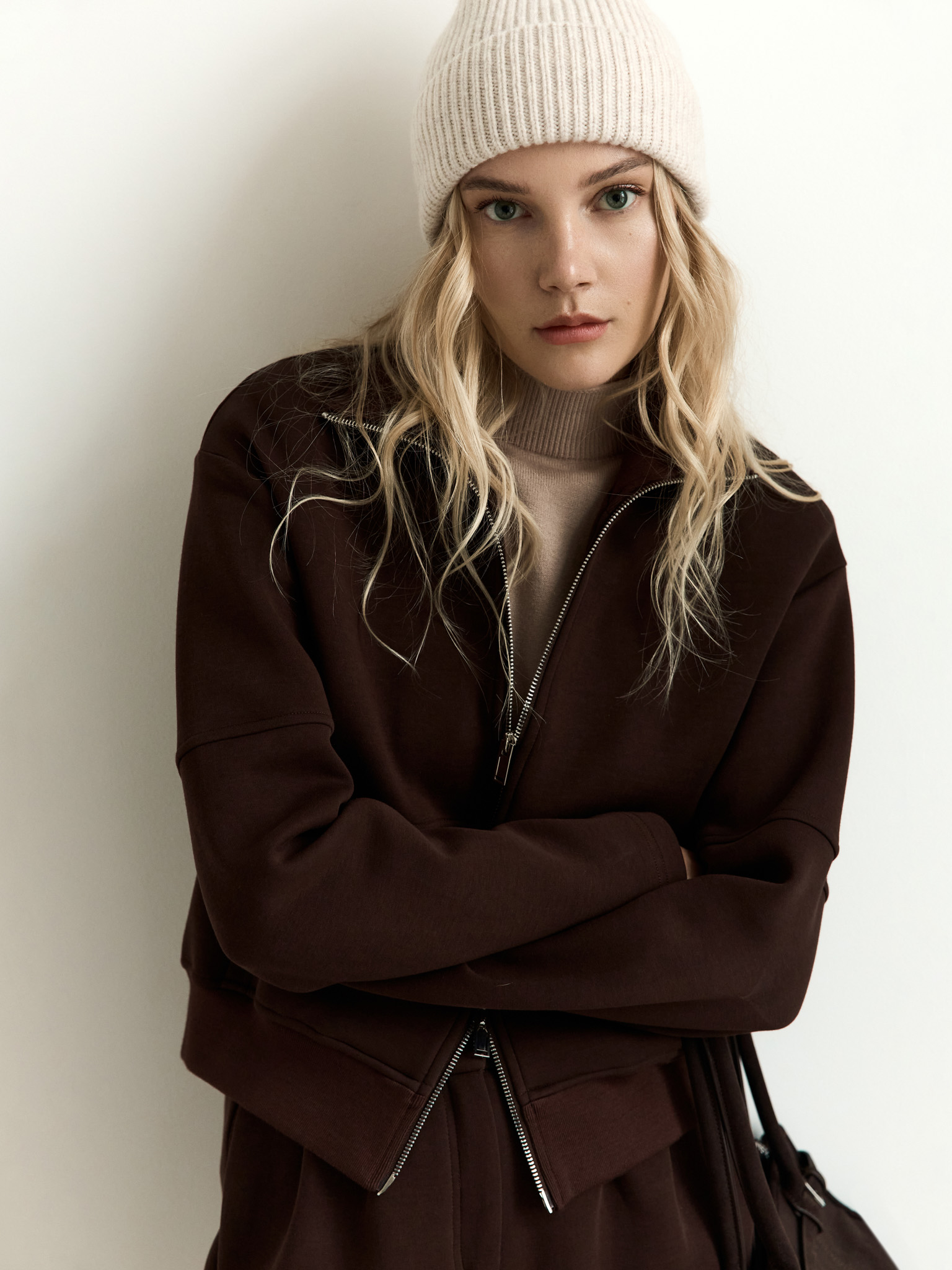 Худи из футера с двусторонней молнией