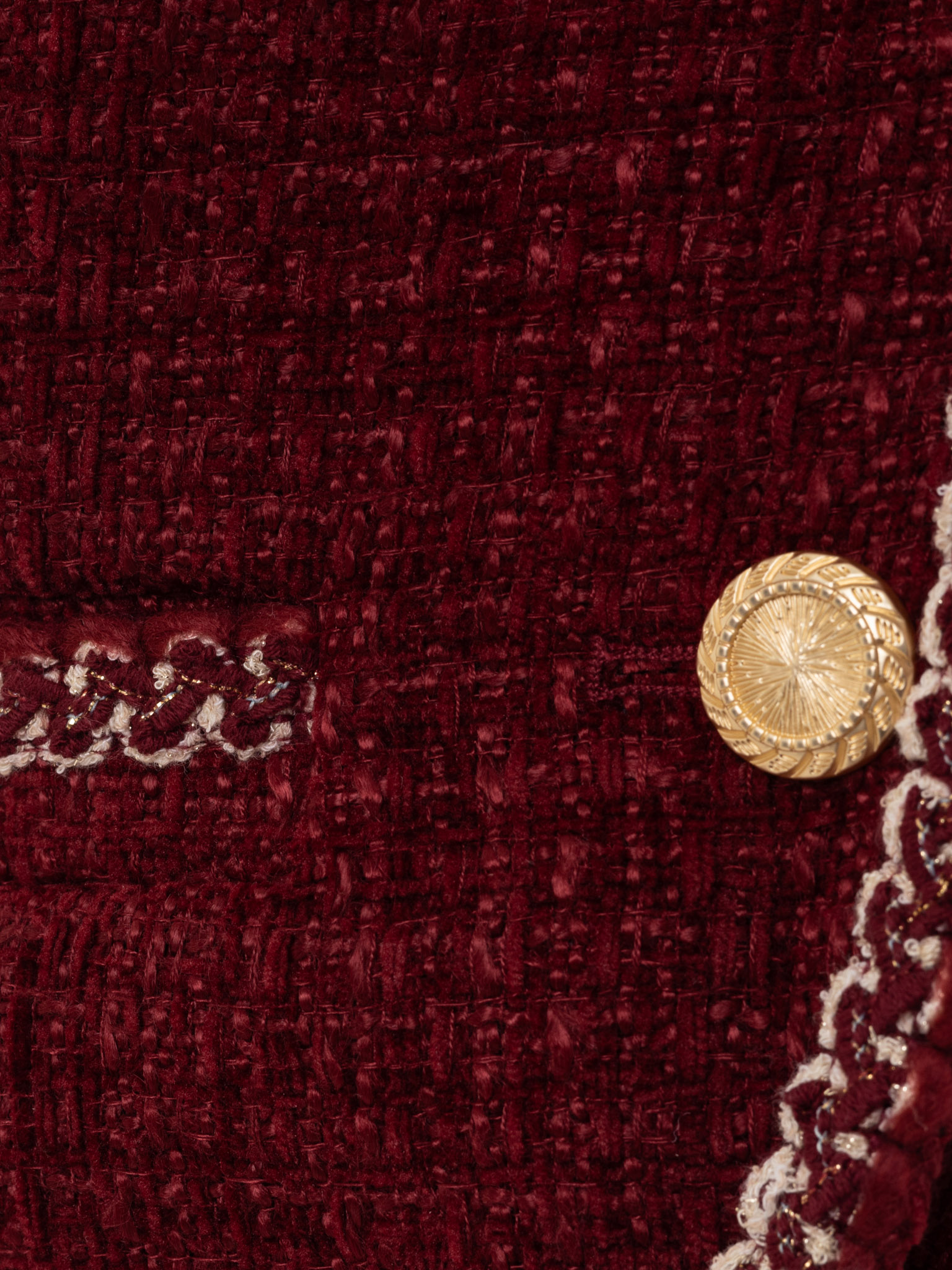 Tweed waistcoat with textured edging and large buttons