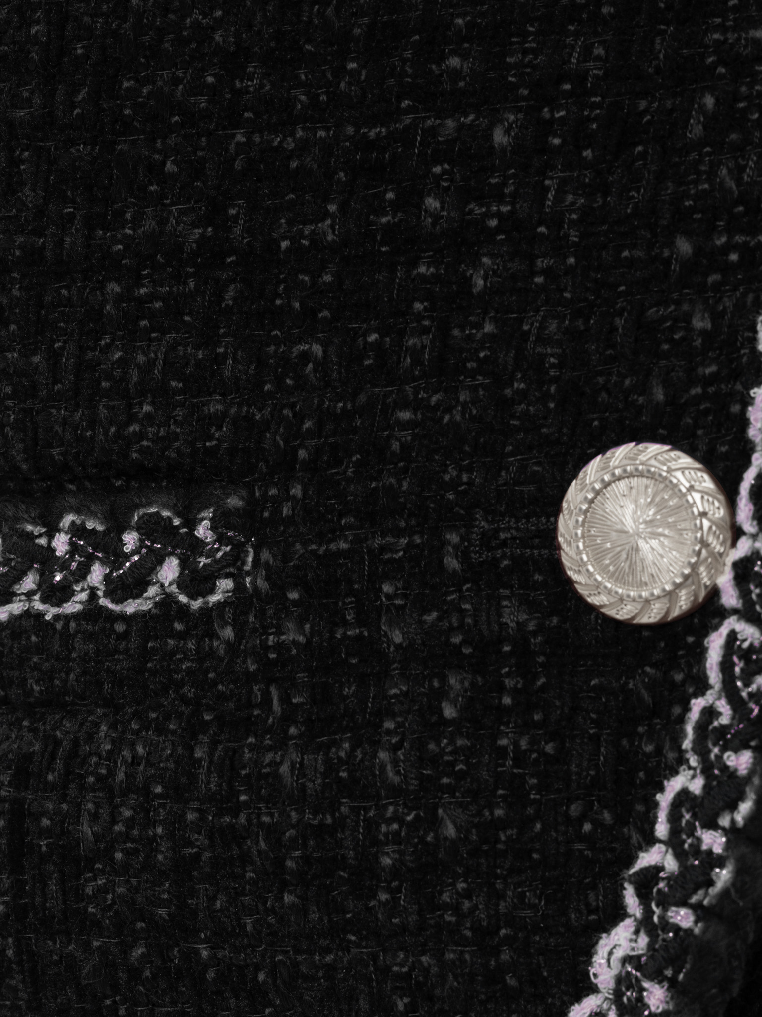 Tweed waistcoat with textured edging and large buttons