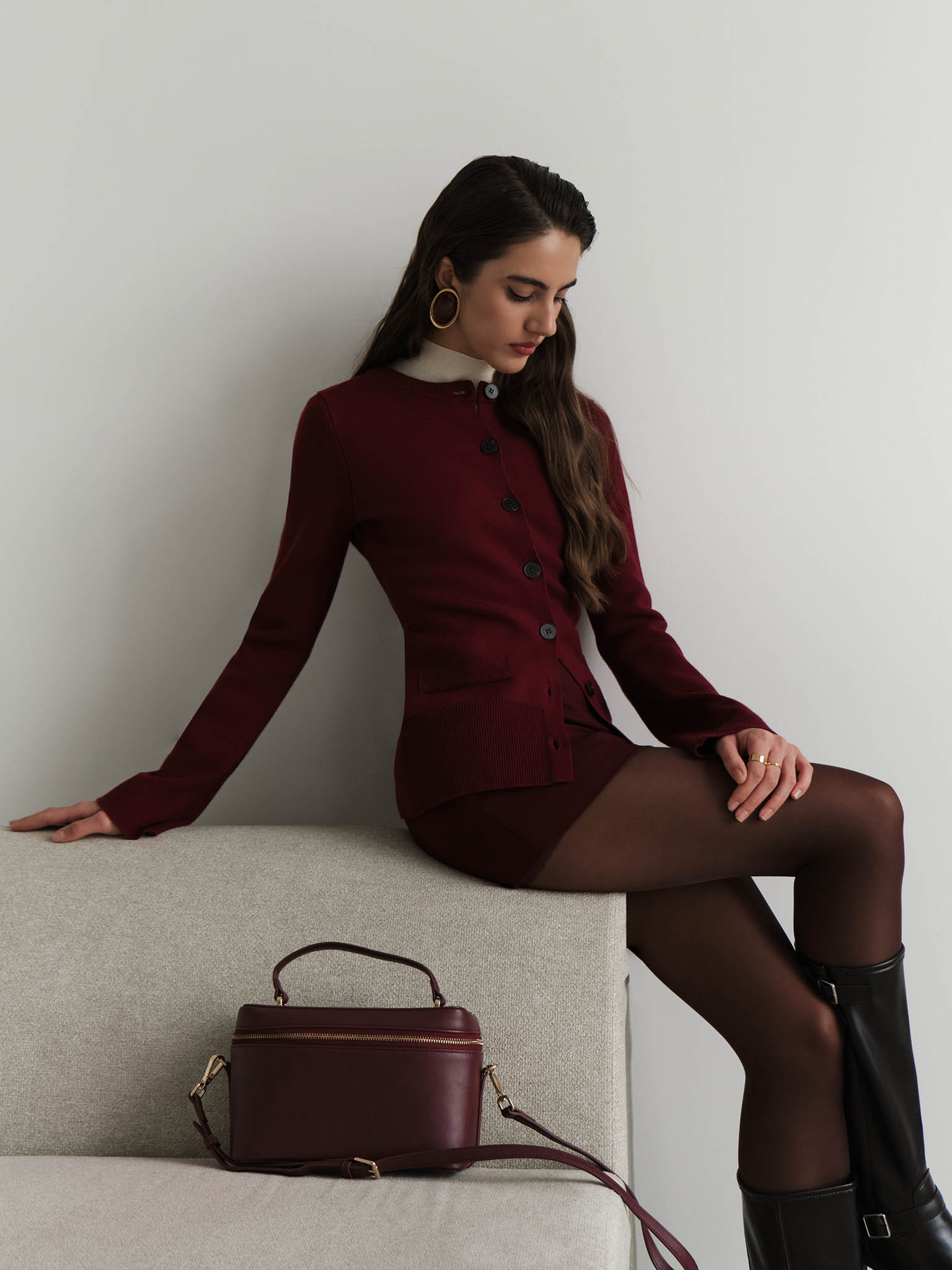 Long cardigan with large buttons