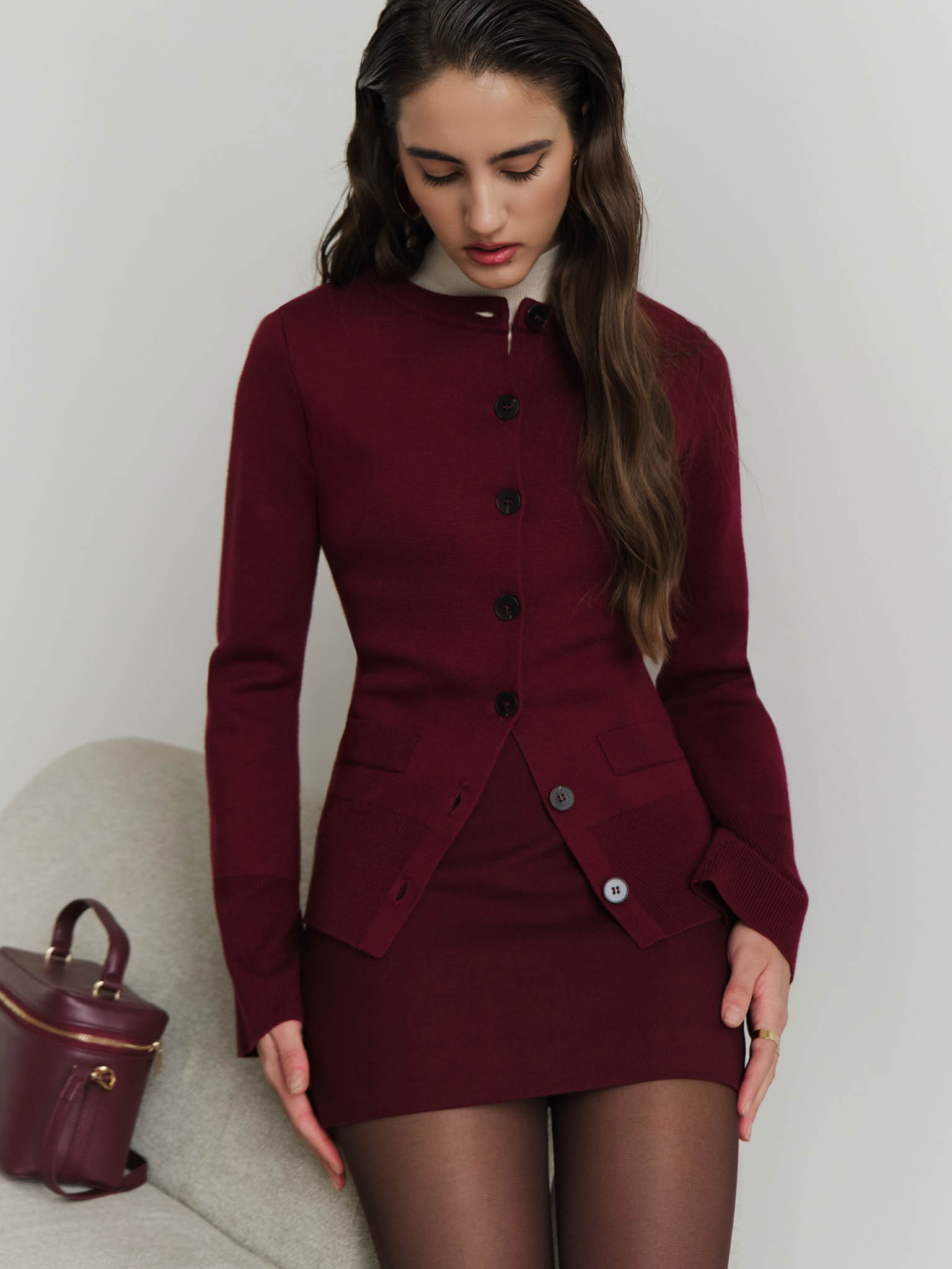 Long cardigan with large buttons