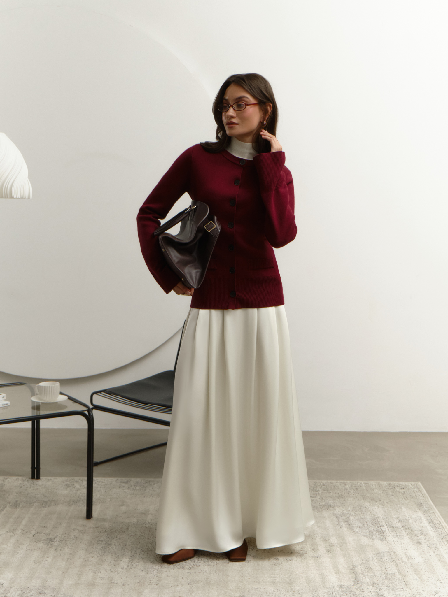 Long cardigan with large buttons