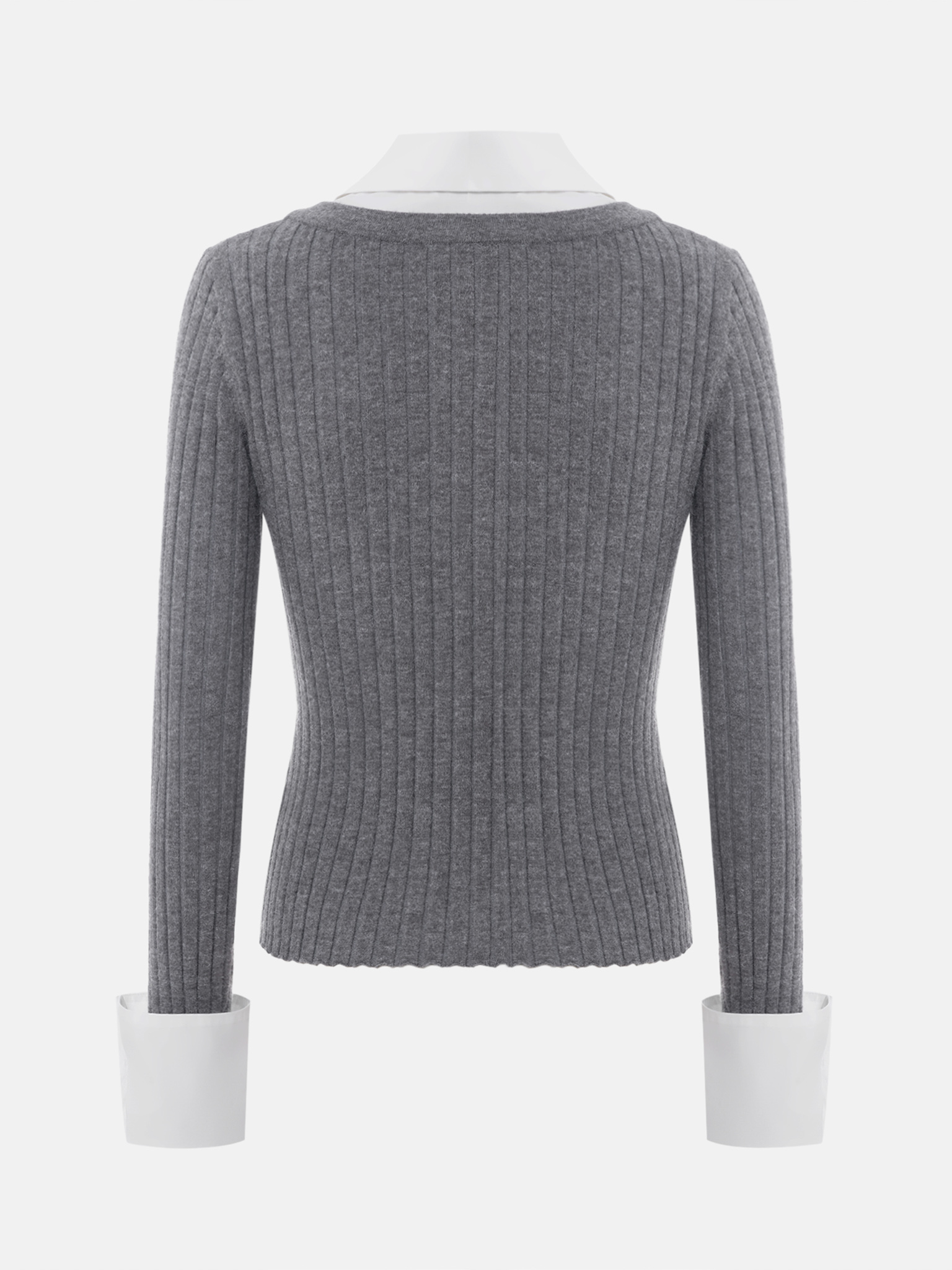 Knitted jumper with imitation shirt